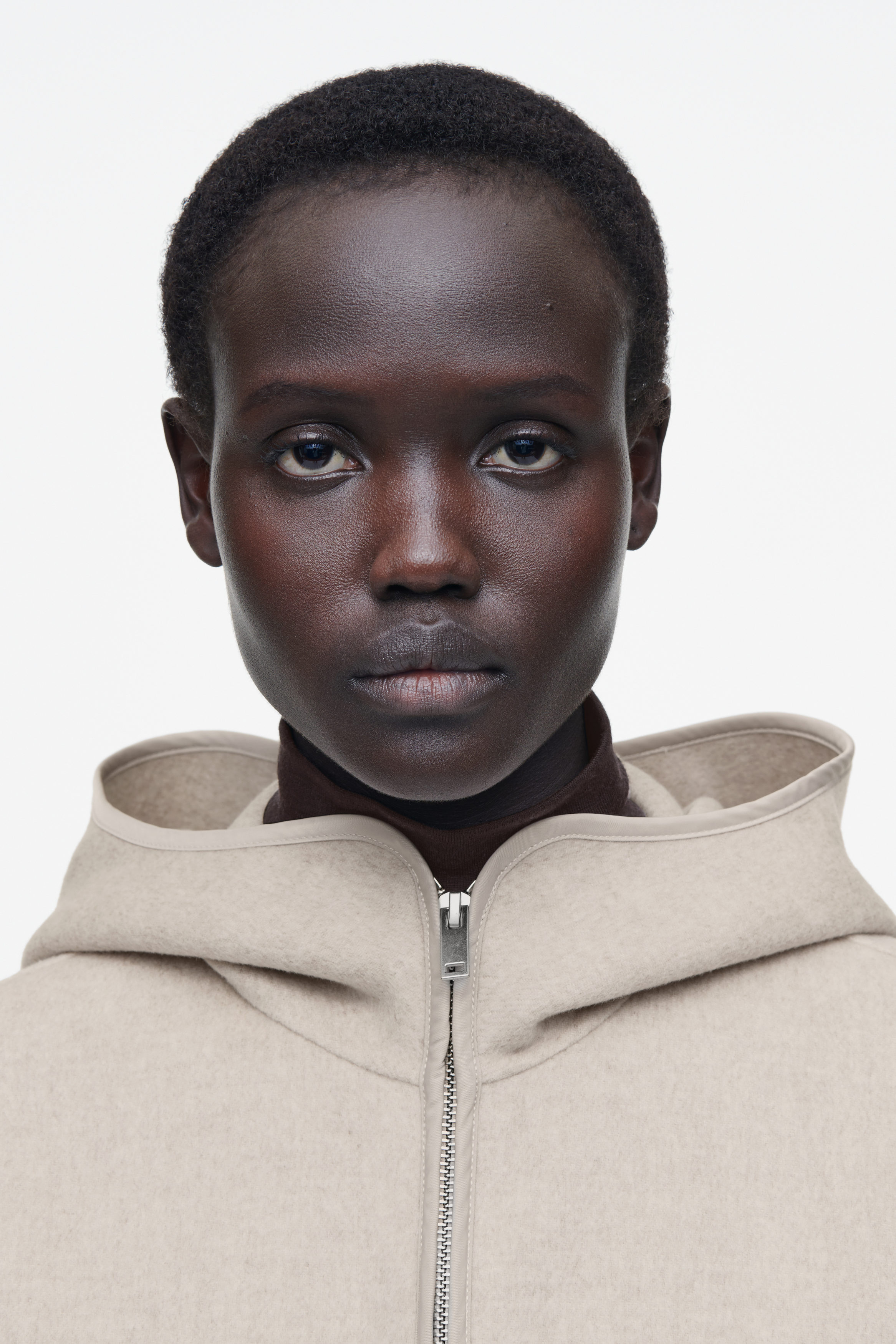 HOODED DOUBLE-FACED WOOL JACKET - LIGHT BEIGE | COS