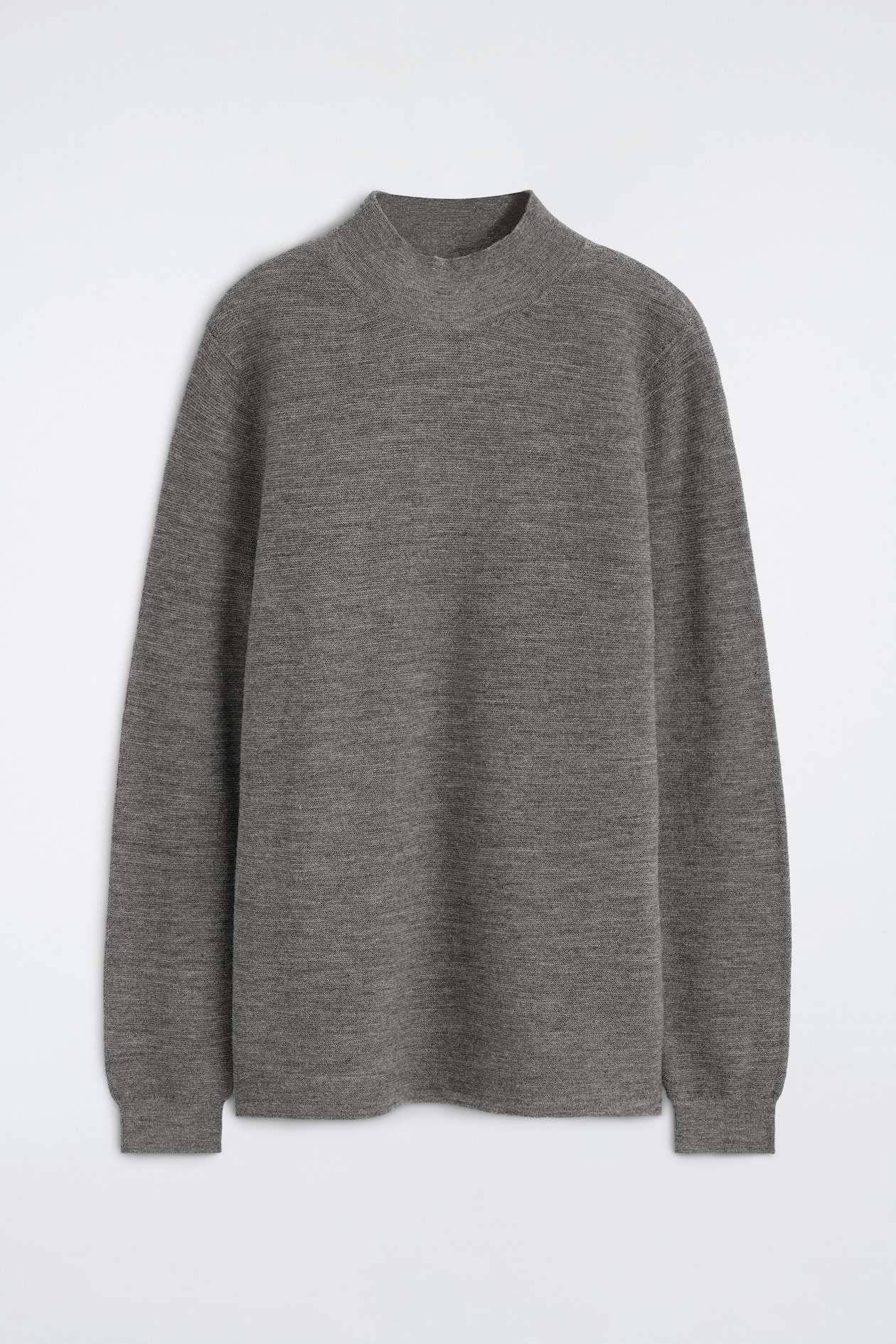 WOOL MOCK-NECK SWEATER — GRAY