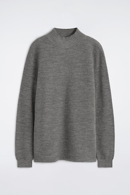 WOOL MOCK-NECK SWEATER — GRAY 8