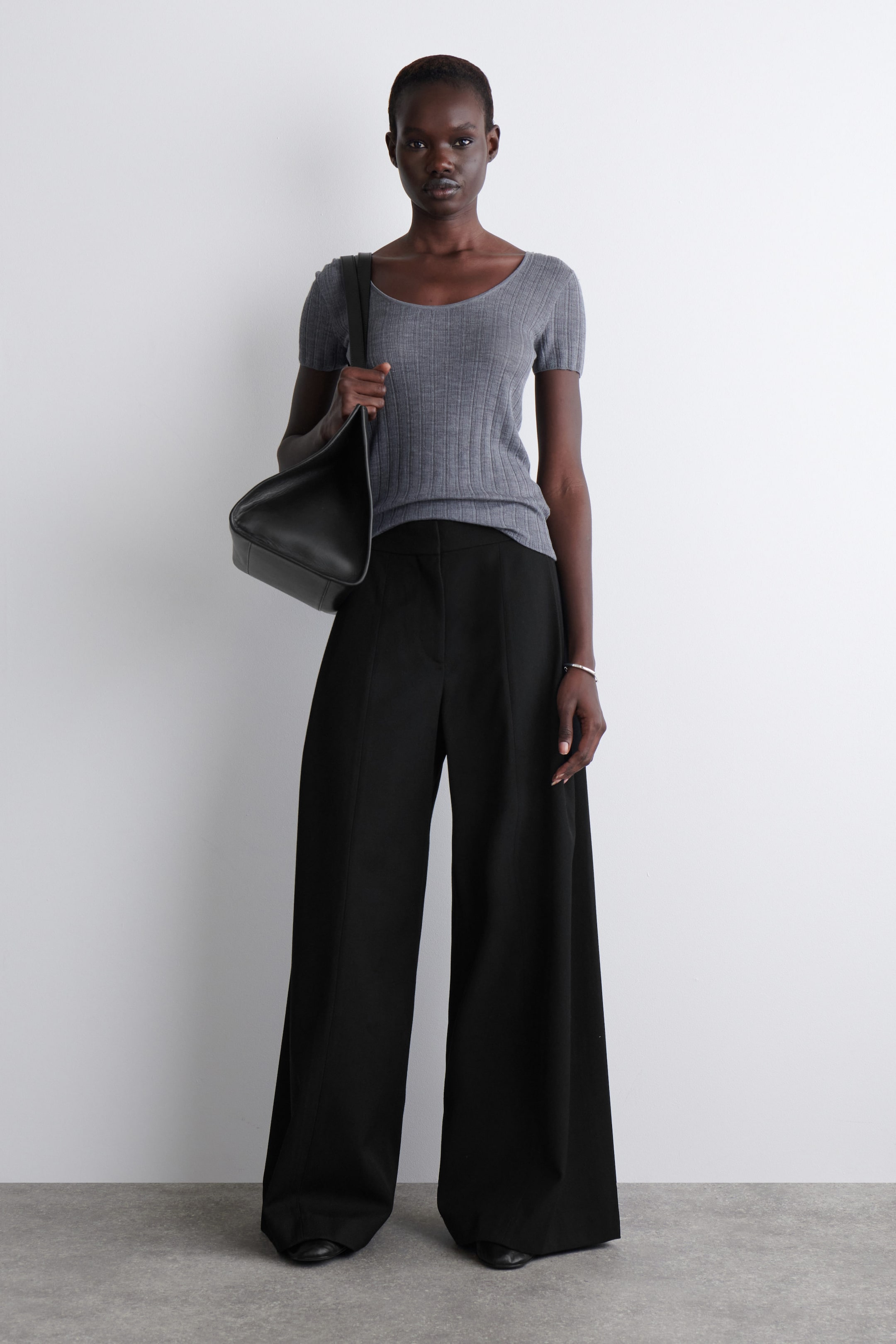 RELAXED WOOL-BLEND WIDE-LEG PANTS
