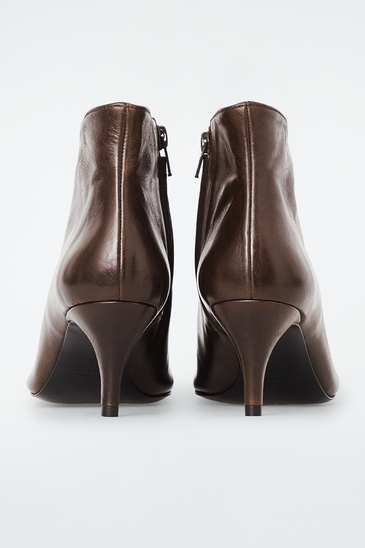 SQUARE-TOE LEATHER ANKLE BOOTS - BROWN/BLACK - 3