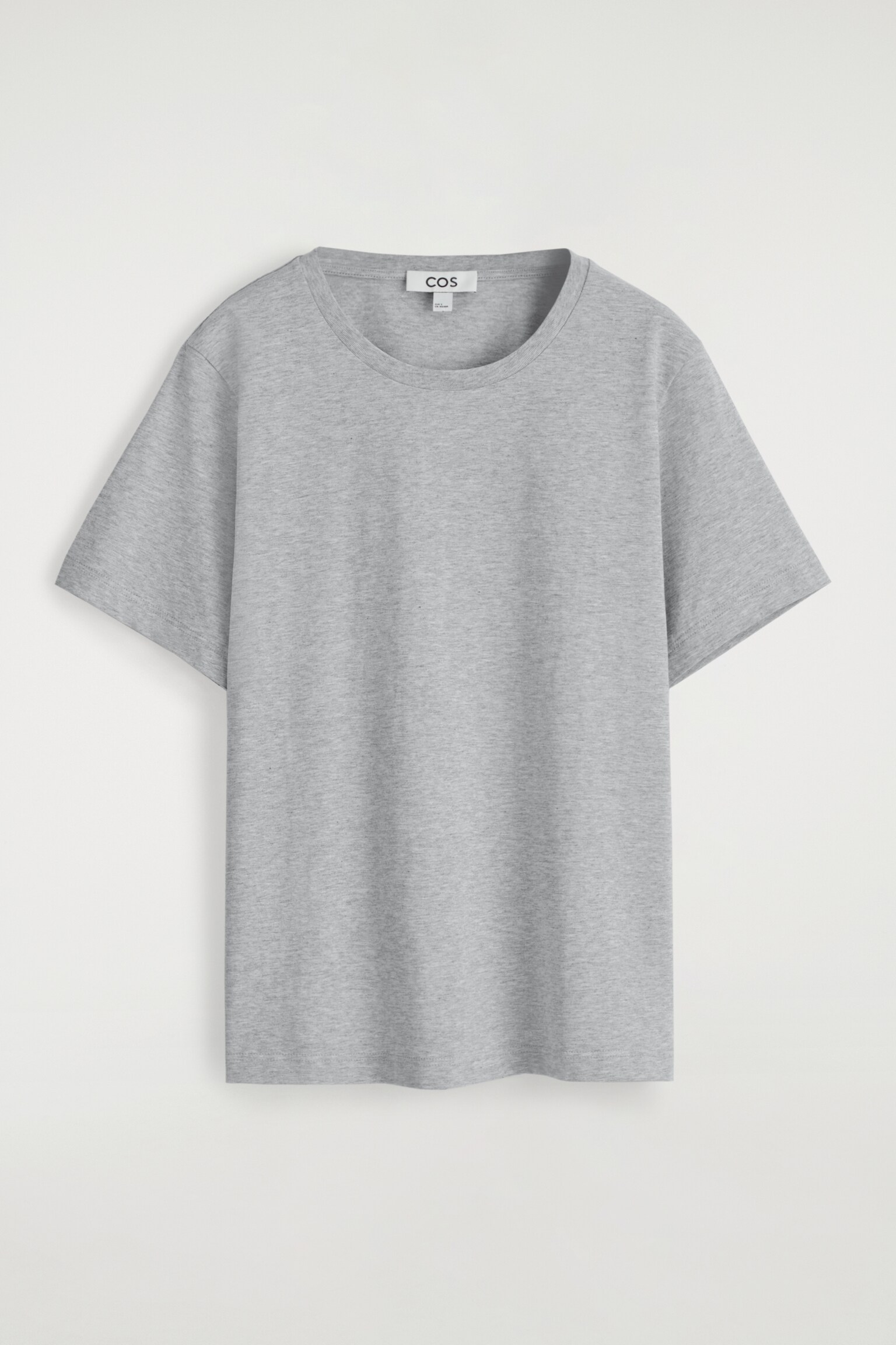 T-SHIRT À COL ROND EN COTON - GRIS CLAIR CHINÉ/NOIR/BLEU MARINE/JAUNE PÂLE/BLEU CIEL/BLANC / RAYURES/KAKI FONCÉ/BLANC/GRIS CHINÉ - 2
