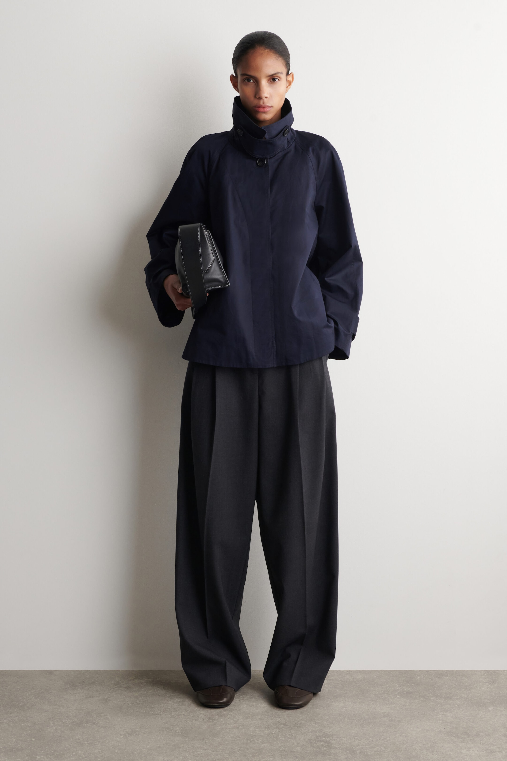 CHAQUETA DE TWILL DE ALGODÓN CORTE EVASÉ