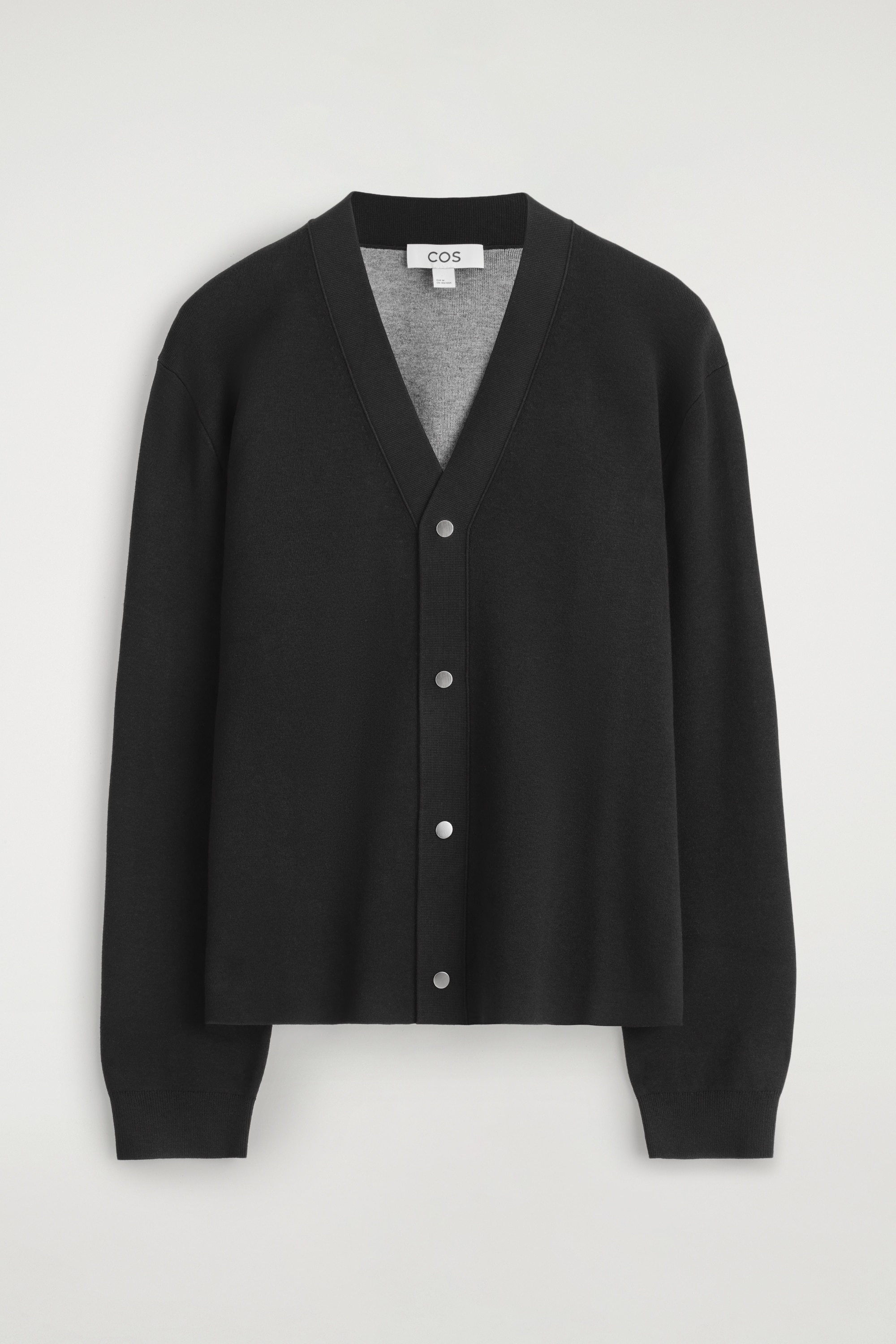 CARDIGAN IN MAGLIA DOPPIO STRATO - NERO/GRIGIO MÉLANGE