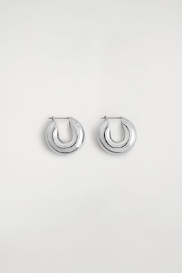 MINI CHUNKY HOOP EARRINGS — SILVER 4