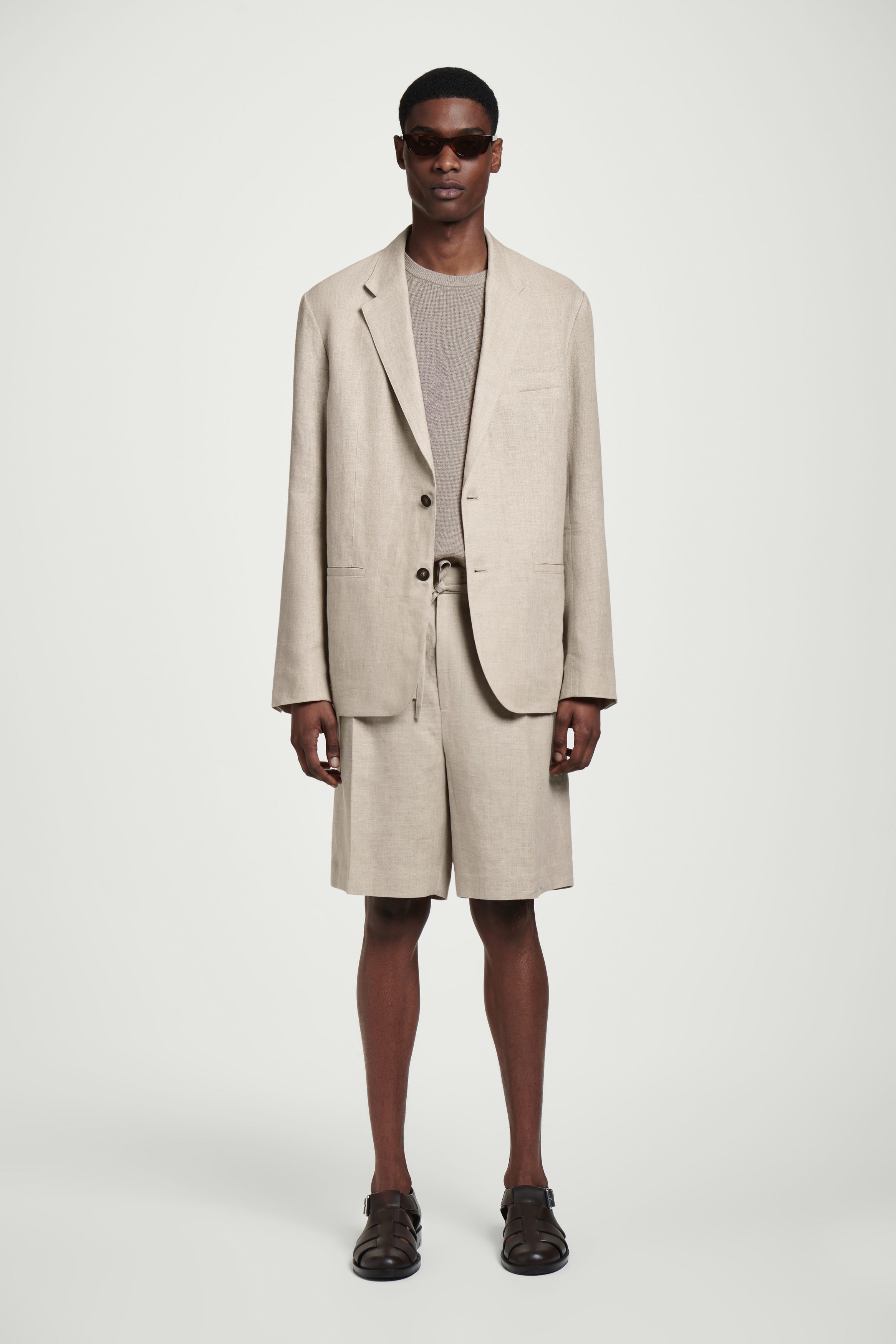 SINGLE-BREASTED LINEN BLAZER - BEIGE / UNDYED | COS