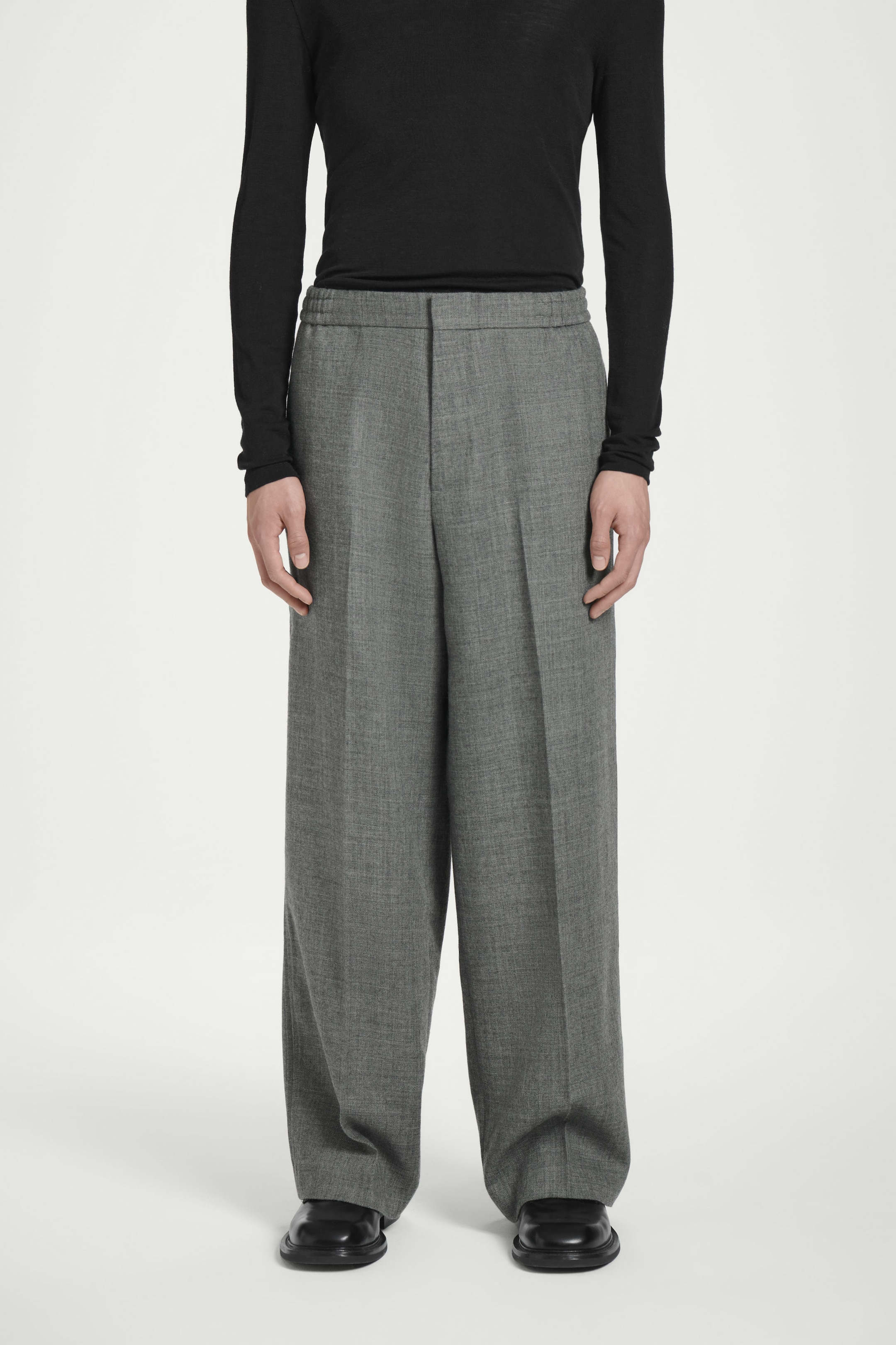 TAILORED WOOL-FLANNEL TRACK PANTS