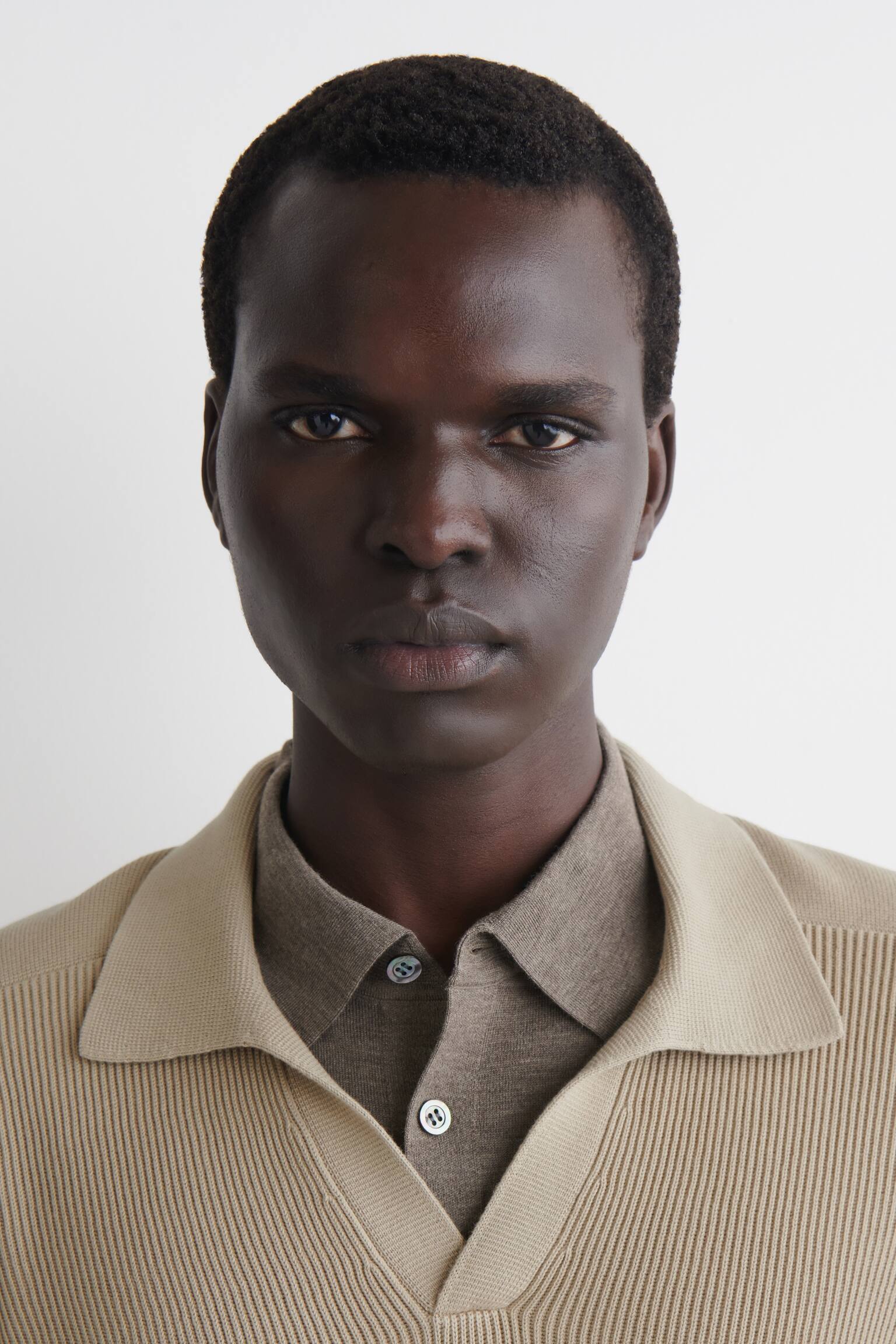 COTTON POLO JUMPER - BEIGE/NAVY - 4