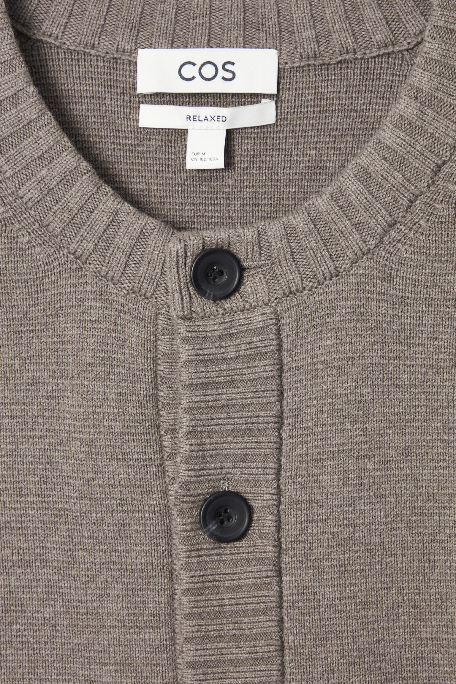 CARDIGAN À COL ROND EN LAINE MÉLANGÉE - TAUPE/NOIR - 5