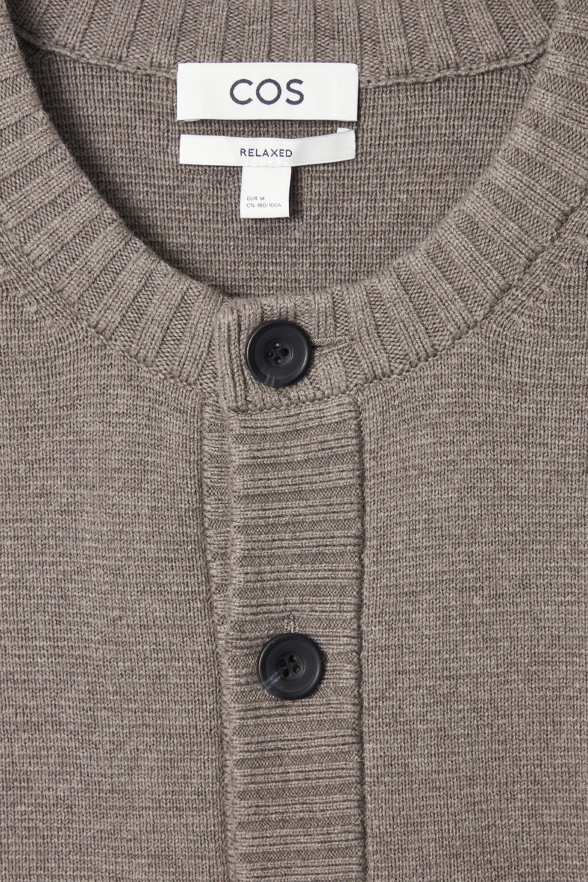 WOOL-BLEND CREW-NECK CARDIGAN - MOLE | COS