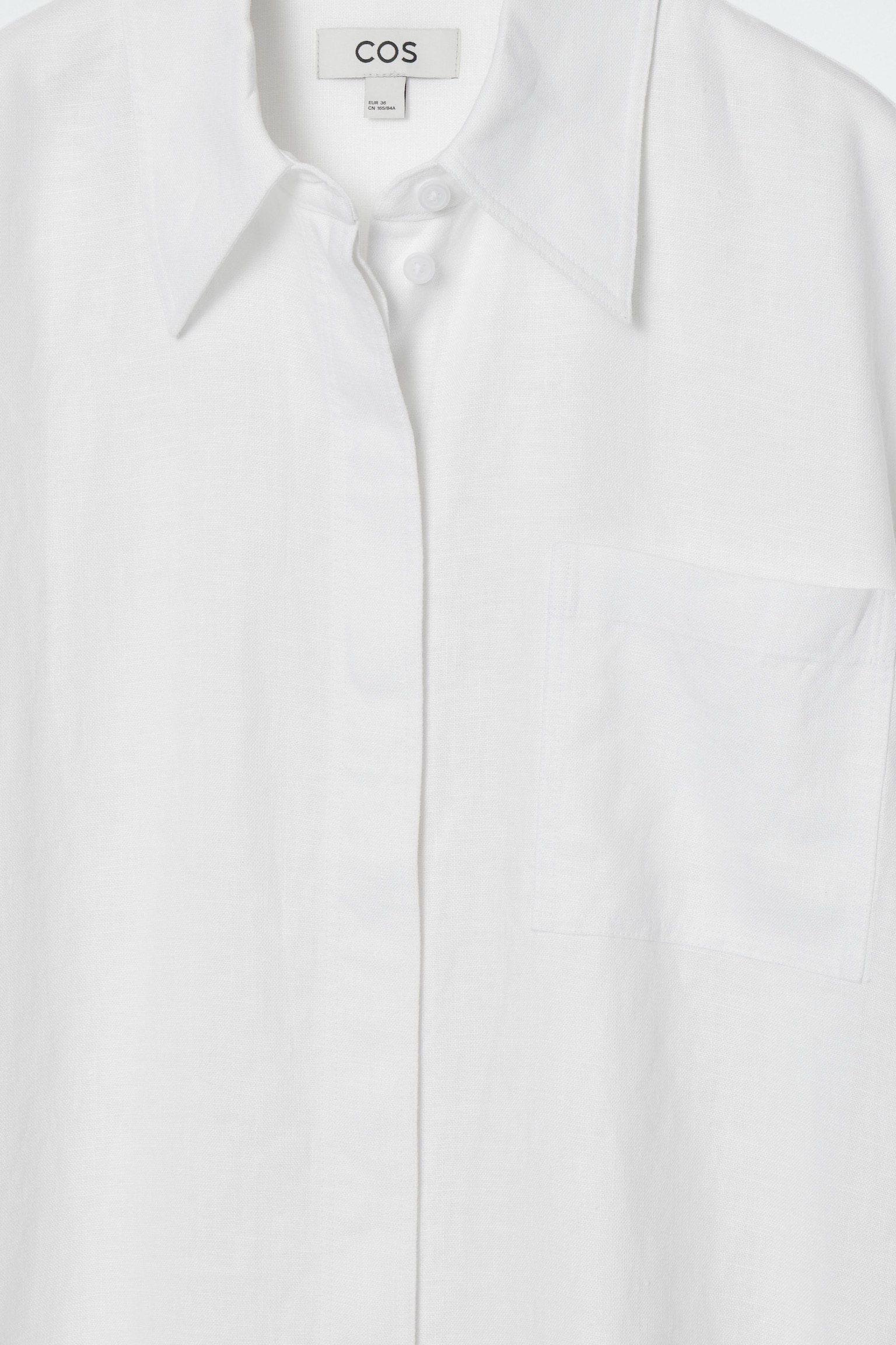 OVERSIZED SHORT-SLEEVED LINEN MIDI DRESS - WHITE/NAVY - 2