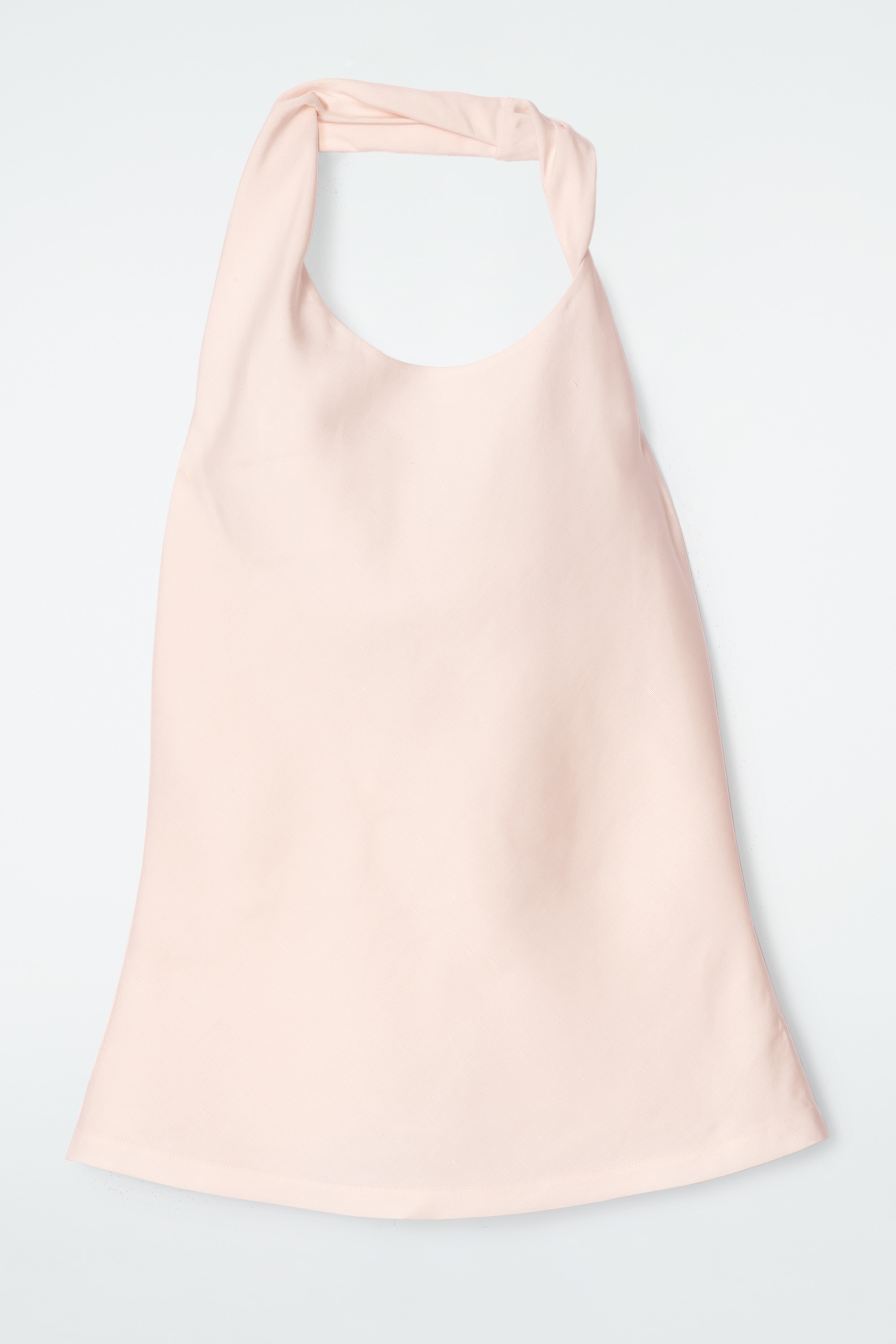 TWIST-DETAIL LINEN-BLEND TOP - LIGHT PINK/BLACK