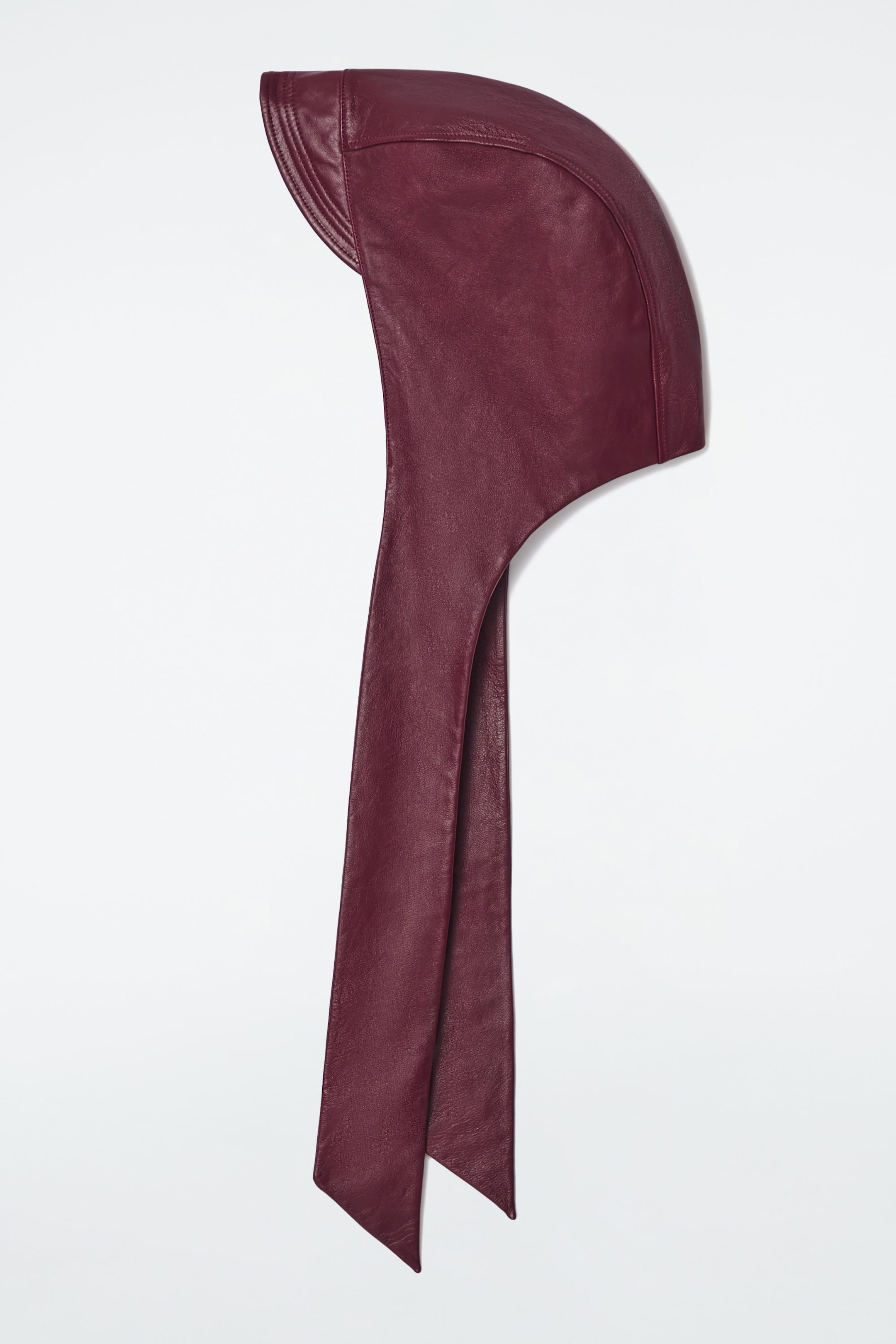 PEAKED LEATHER HOOD