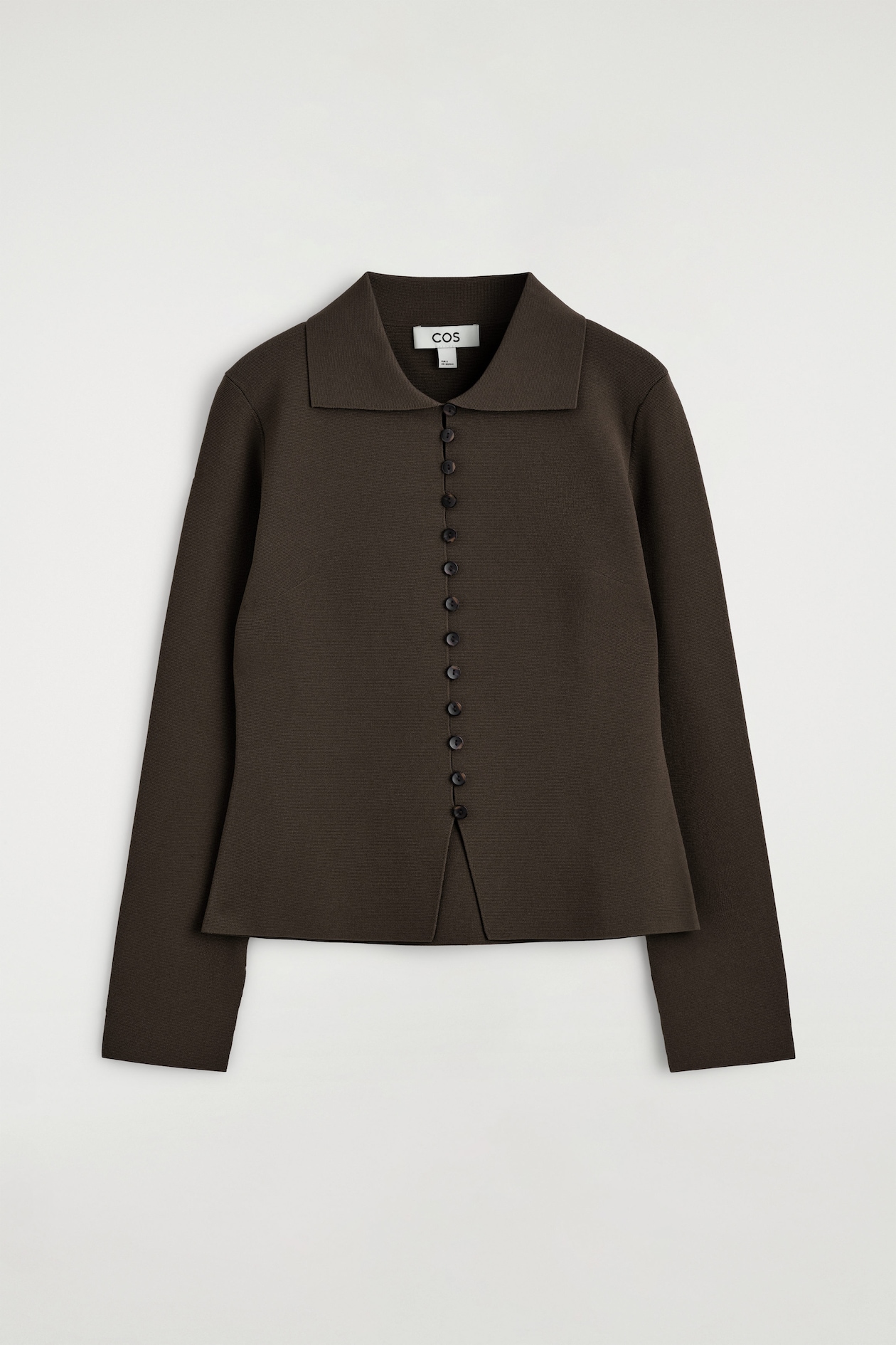 WAISTED MILANO-KNIT CARDIGAN — DARK BROWN