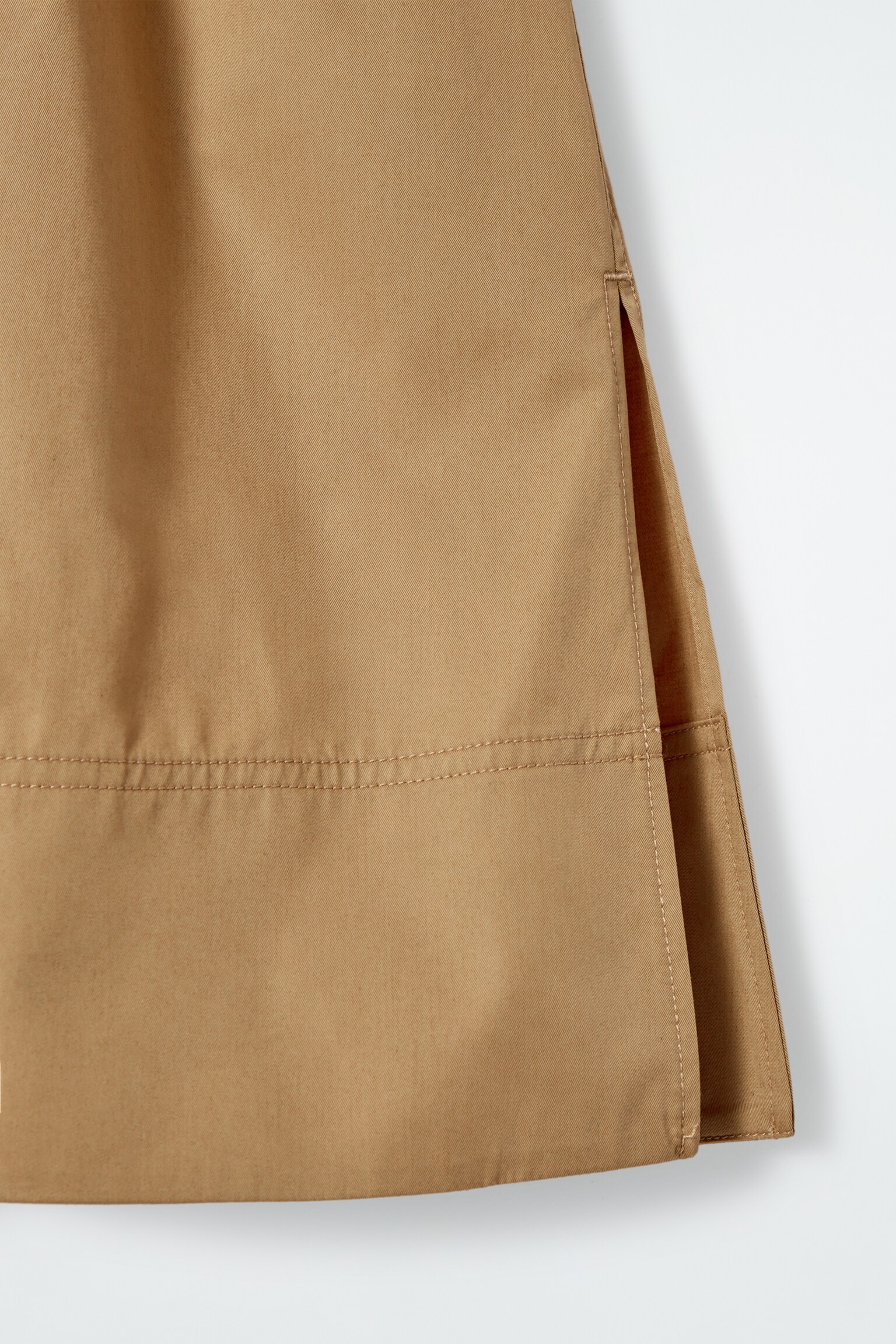 DRAWSTRING A-LINE MIDI SKIRT - DARK BEIGE - 2