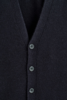 PURE CASHMERE V-NECK CARDIGAN — NAVY 1