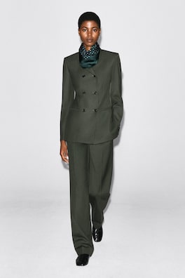 WOOL-BLEND DOUBLE-BREASTED BLAZER — KHAKI 1