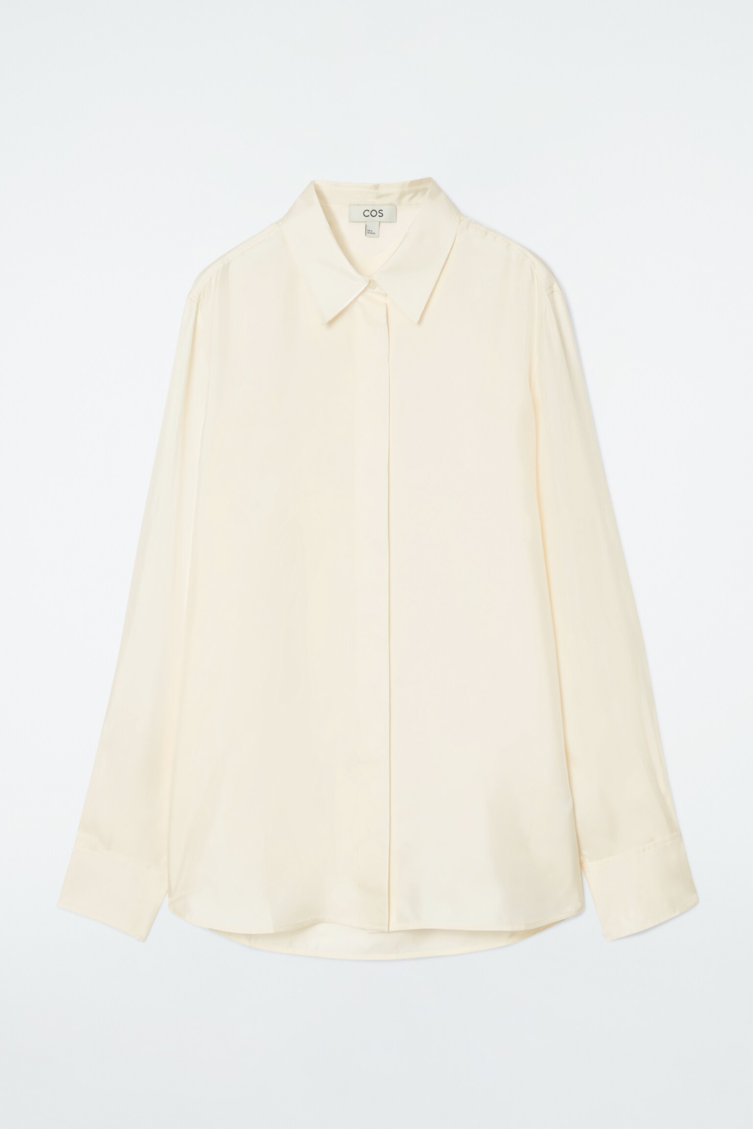 OVERSIZED PURE SILK SHIRT - OFF-WHITE/BLACK