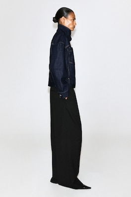 MOCK-NECK DENIM JACKET — INDIGO 4