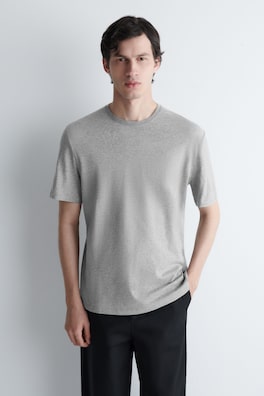 3-PACK COTTON CREW-NECK T-SHIRTS — NAVY / WHITE / GRAY 3