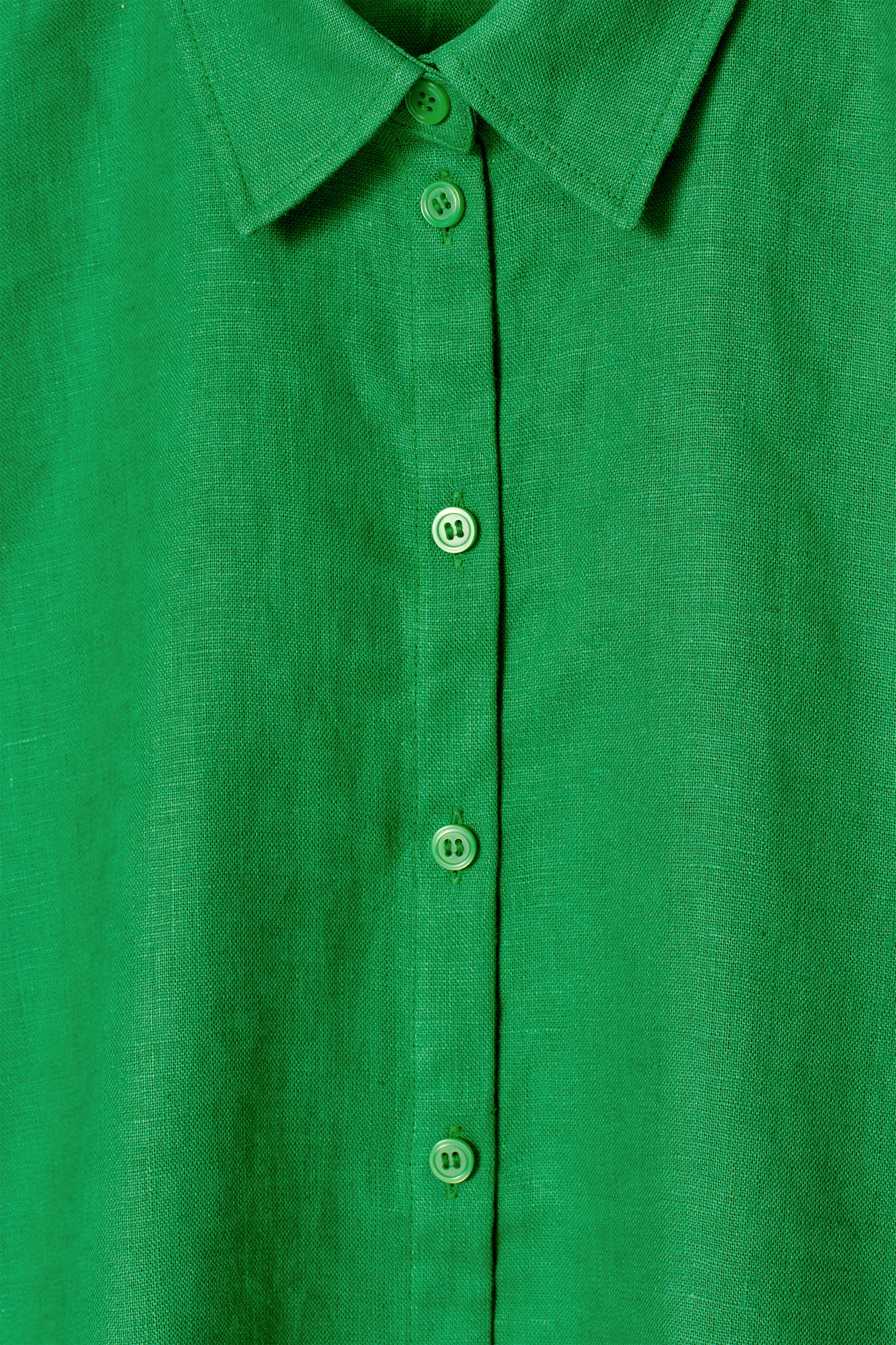 Ver imagem maior: CAMISA DE LINHO DE MANGAS CURTAS E CAIMENTO LARGO - VERDE - SENHORA | H&M PT 7