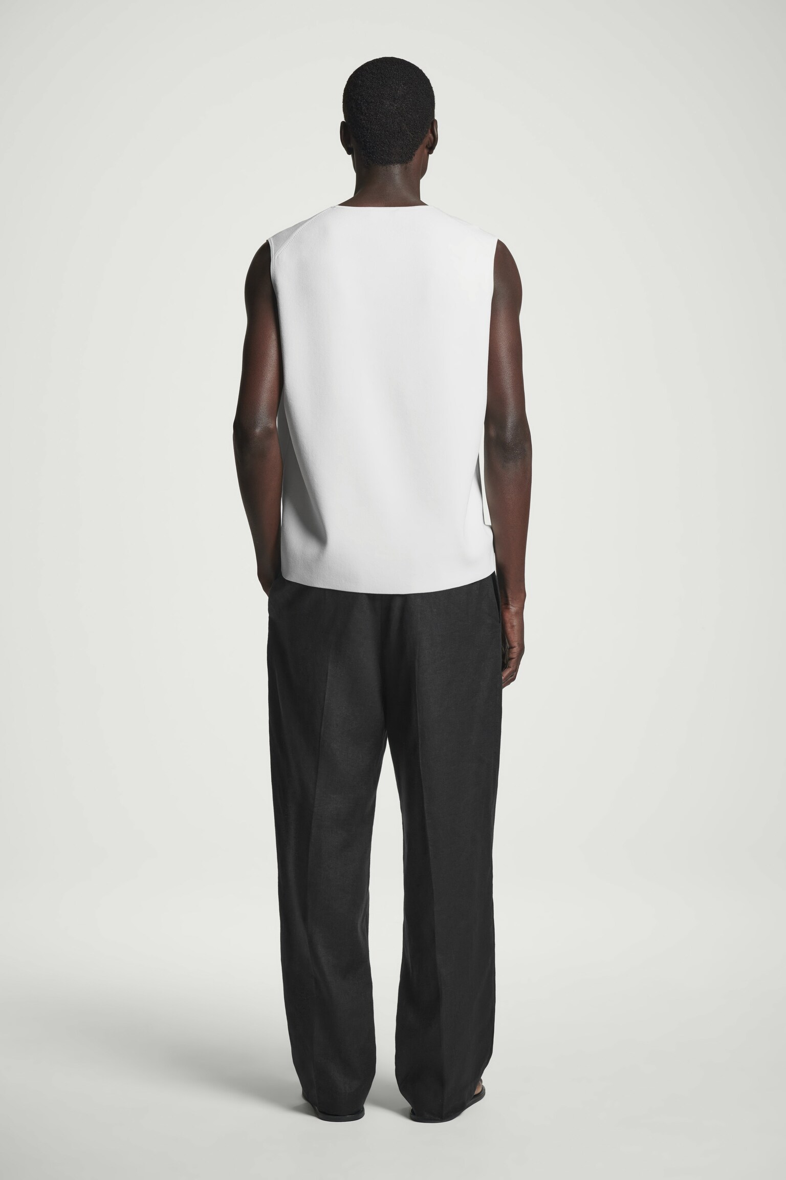 DÉBARDEUR SPORTSWEAR EN MAILLE - BLANC/BLEU MARINE - 4