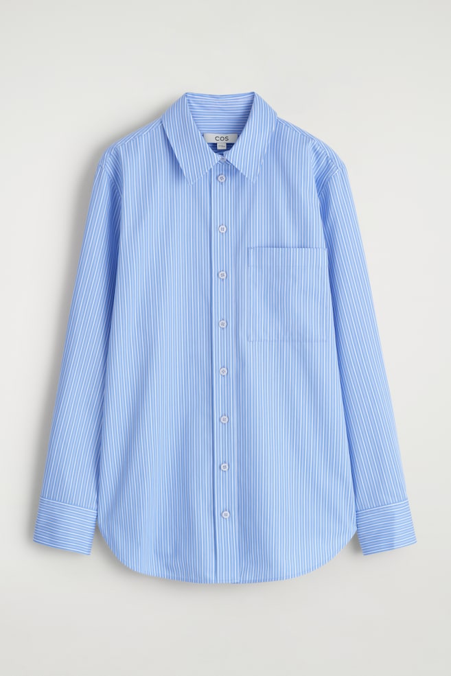 ELEGANTES HEMD AUS PIMA-BAUMWOLLE - BLAU/GESTREIFT/WEISS - 1