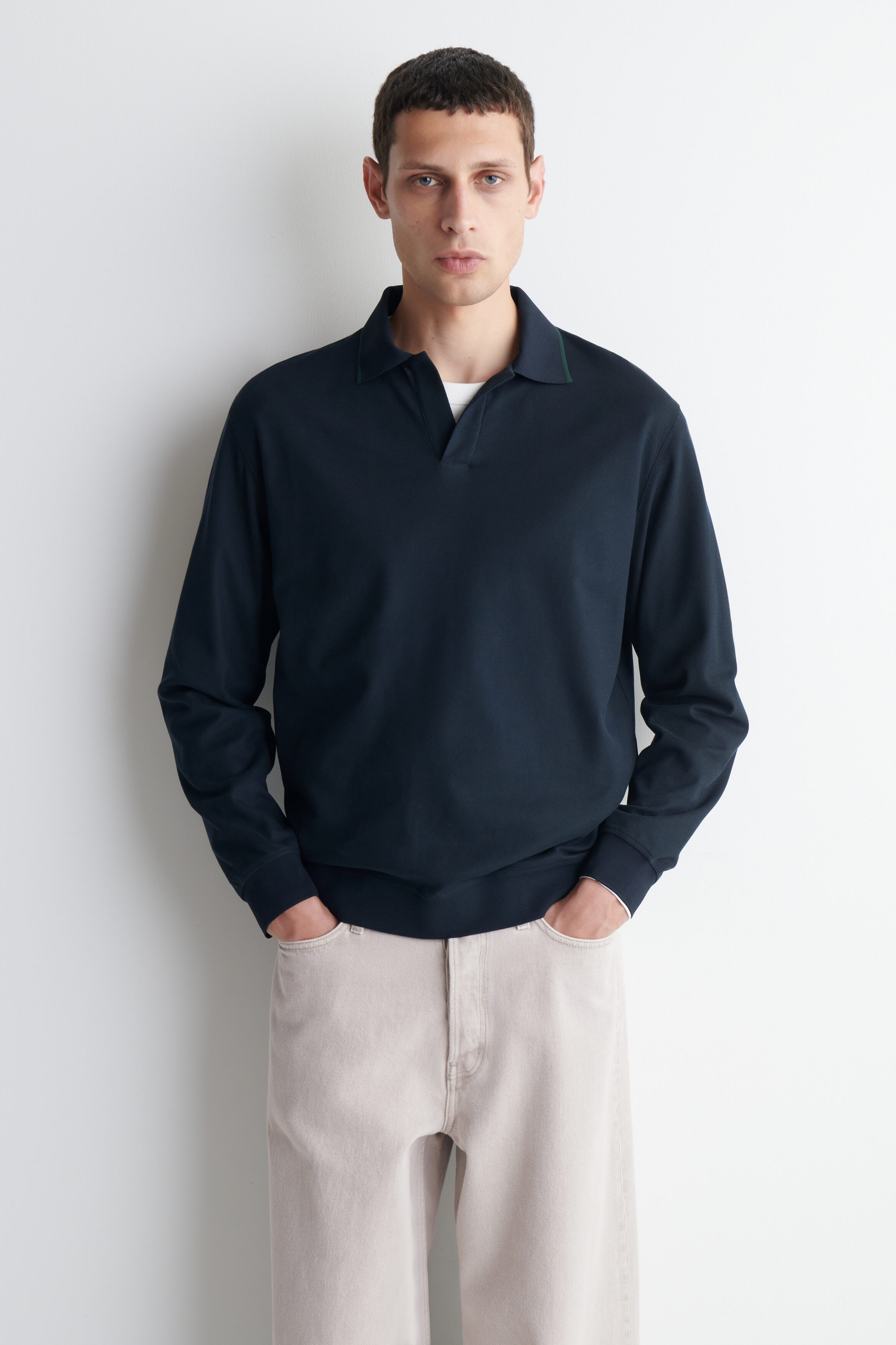 CONTRAST-TIPPED COTTON-PIQUE POLO SHIRT
