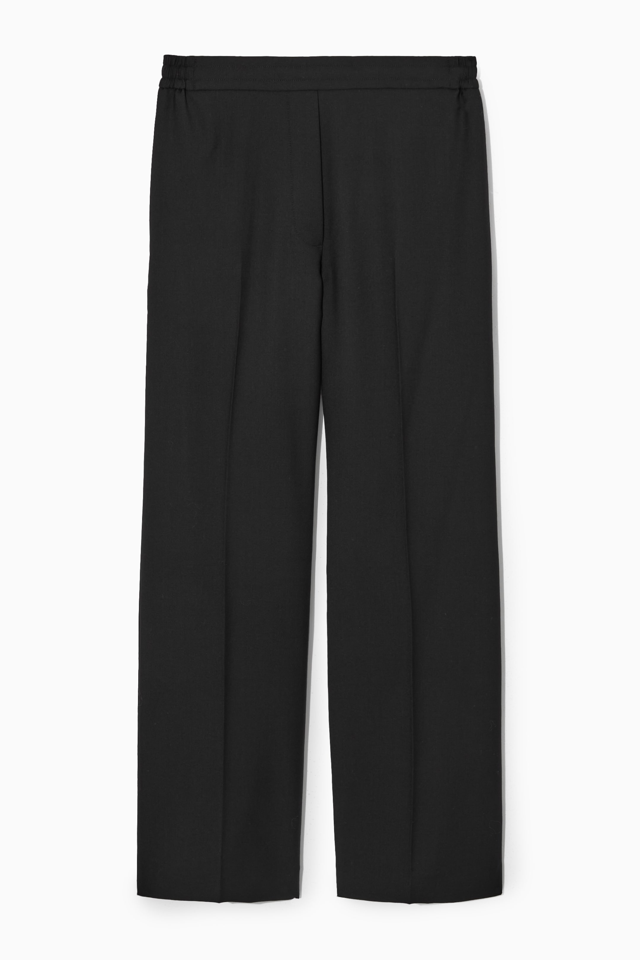 View larger image: REGULAR ELASTICATED WOOL STRAIGHT-LEG TROUSERS - BLACK - Ladies | H&M GB 1