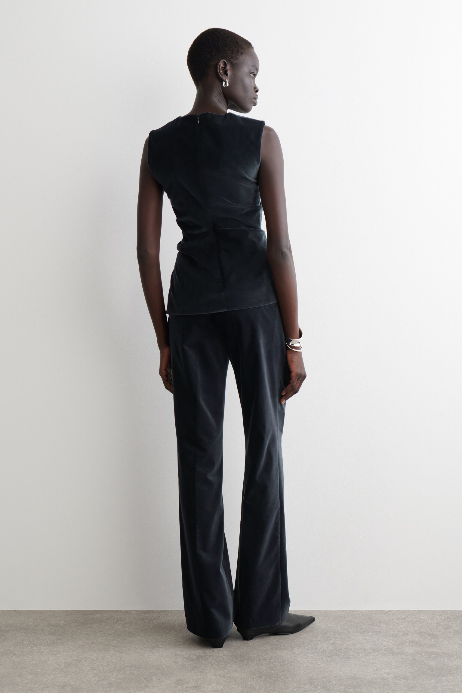 FLUWELEN BROEK MET RECHTE PIJP - MARINEBLAUW - 4