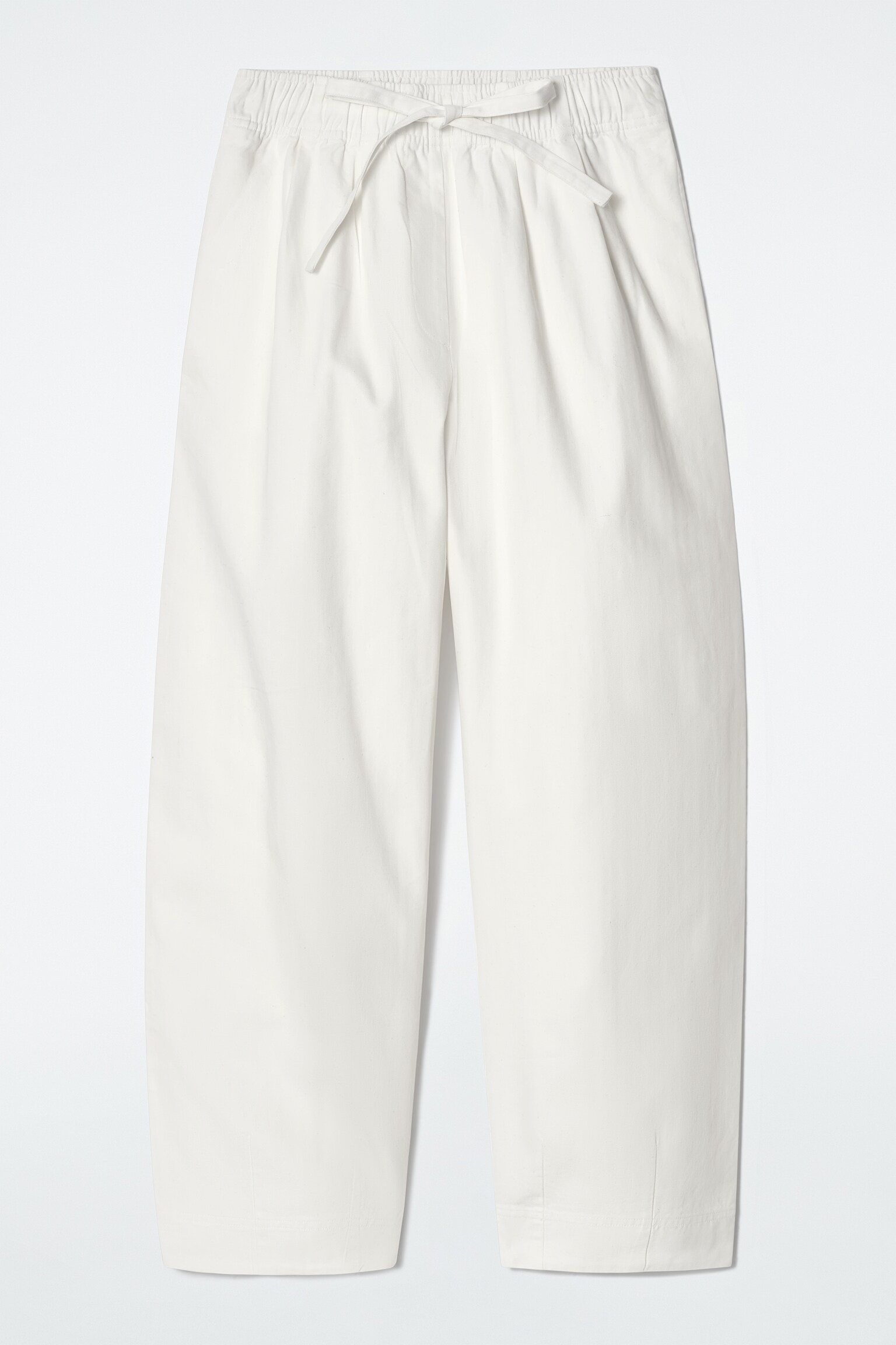 PANTALÓN TAPERED-FIT DE ALGODÓN CON CORDÓN - BLANCO/AZUL MARINO/BEIGE CLARO - 2