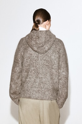 CHUNKY BRUSHED-CASHMERE HOODIE — GRAY MÉLANGE 5