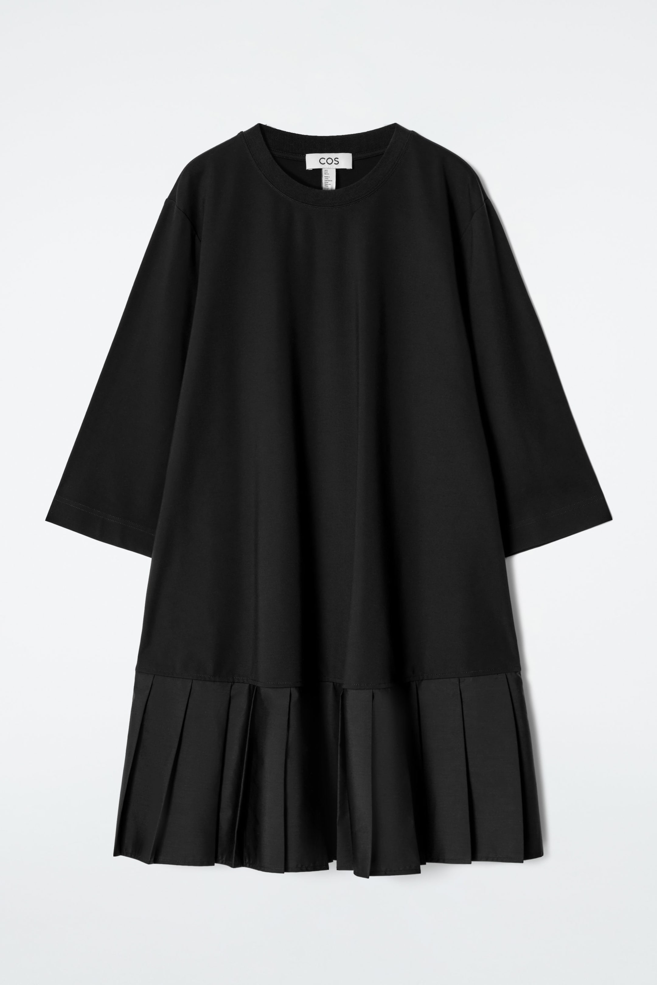 PLEATED DROPPED-WAIST T-SHIRT DRESS