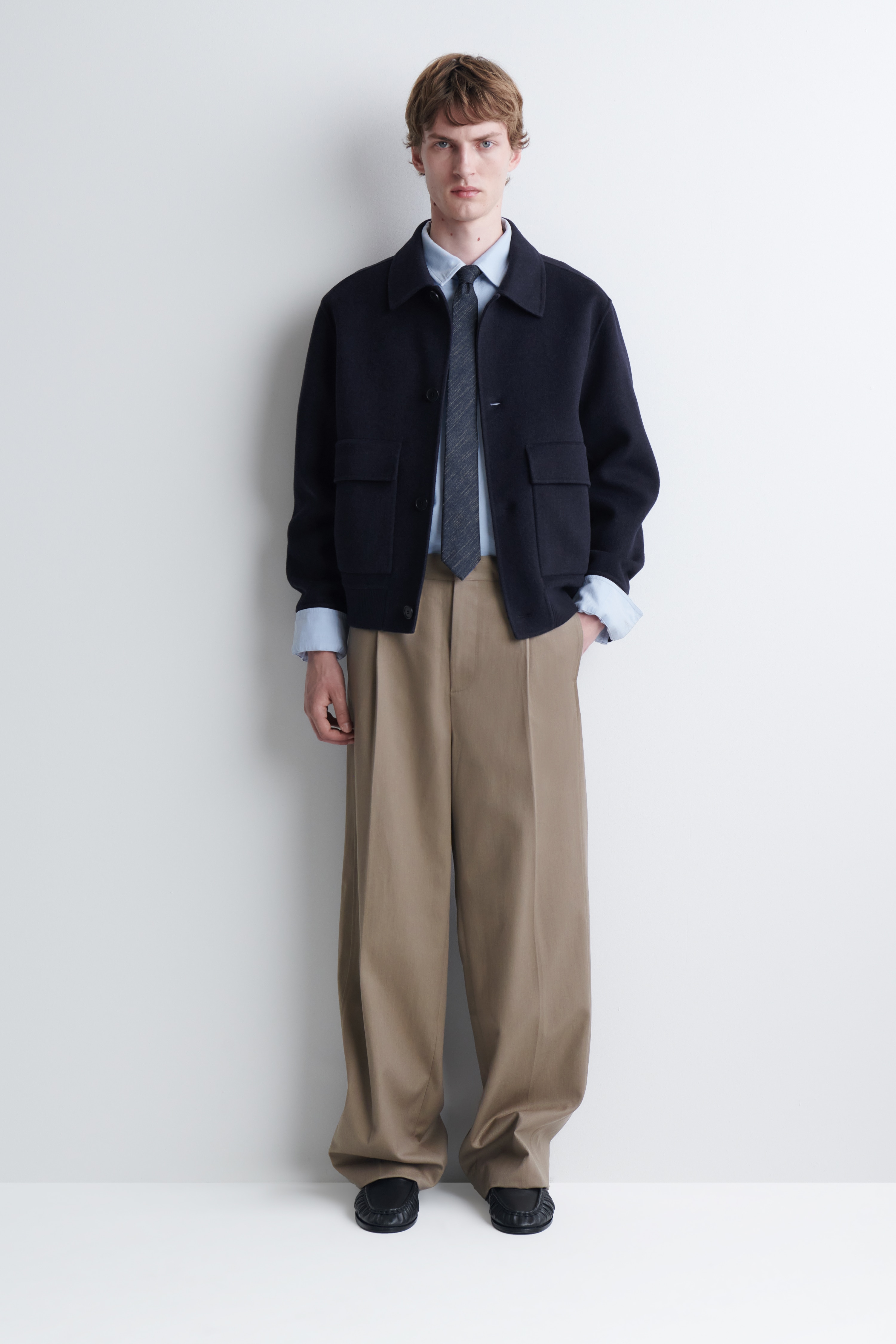 DENIM-EFFECT SILK-COTTON TIE - BLUE MÉLANGE