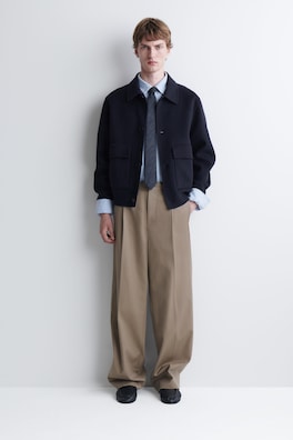 DENIM-EFFECT SILK-COTTON TIE — BLUE MÉLANGE 1