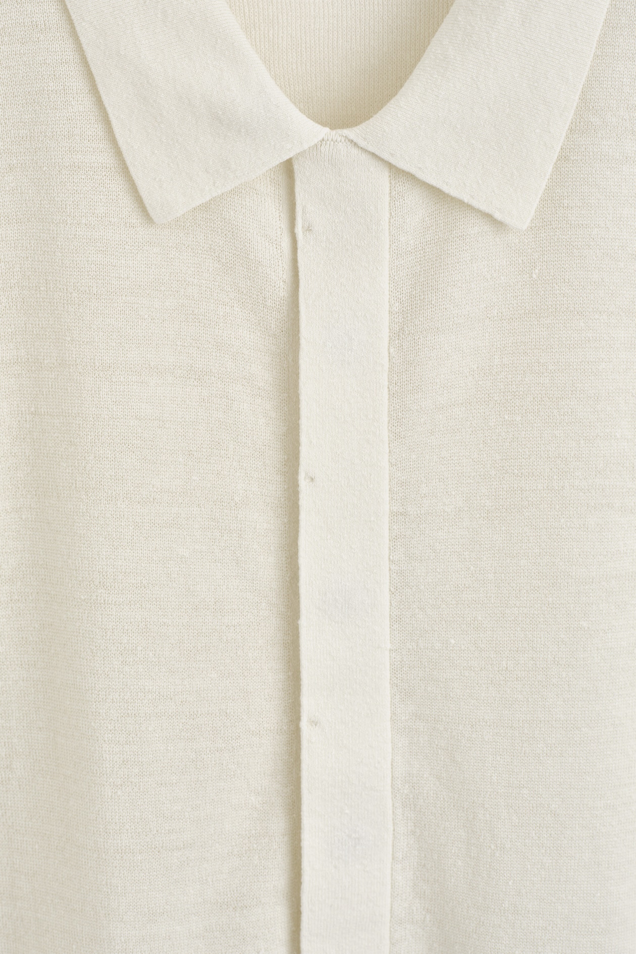 TEXTURED KNITTED LINEN SHIRT — CREAM