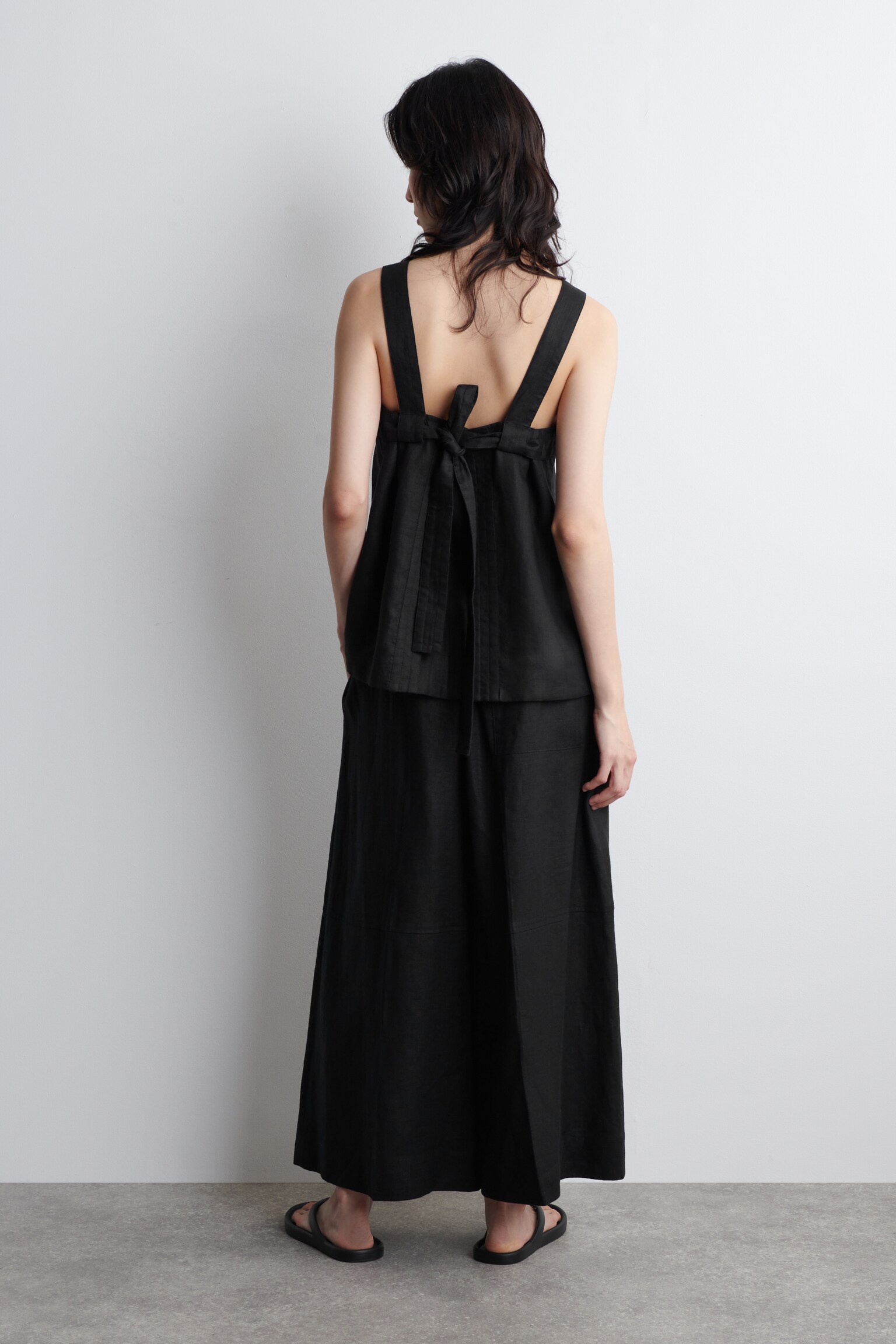 TOP DE LINO CON LAZADA - NEGRO/MARRÓN/MANDARINA - 6