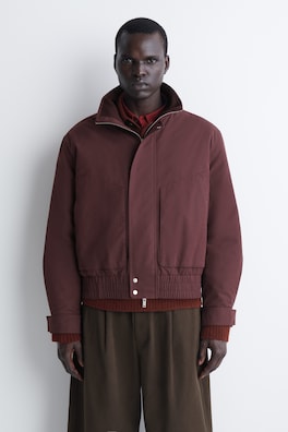 PADDED MOCK-NECK BOMBER JACKET — BURGUNDY 3