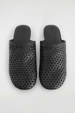BRAIDED LEATHER MULES — BLACK 3