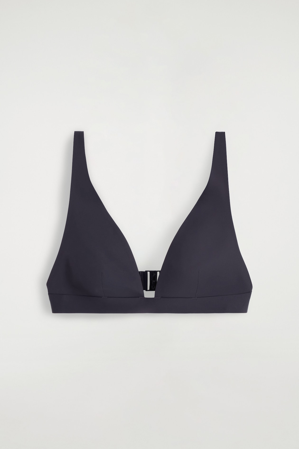 BONDED-SCUBA V-NECK BIKINI TOP — NAVY
