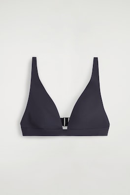 BONDED-SCUBA V-NECK BIKINI TOP — NAVY 4