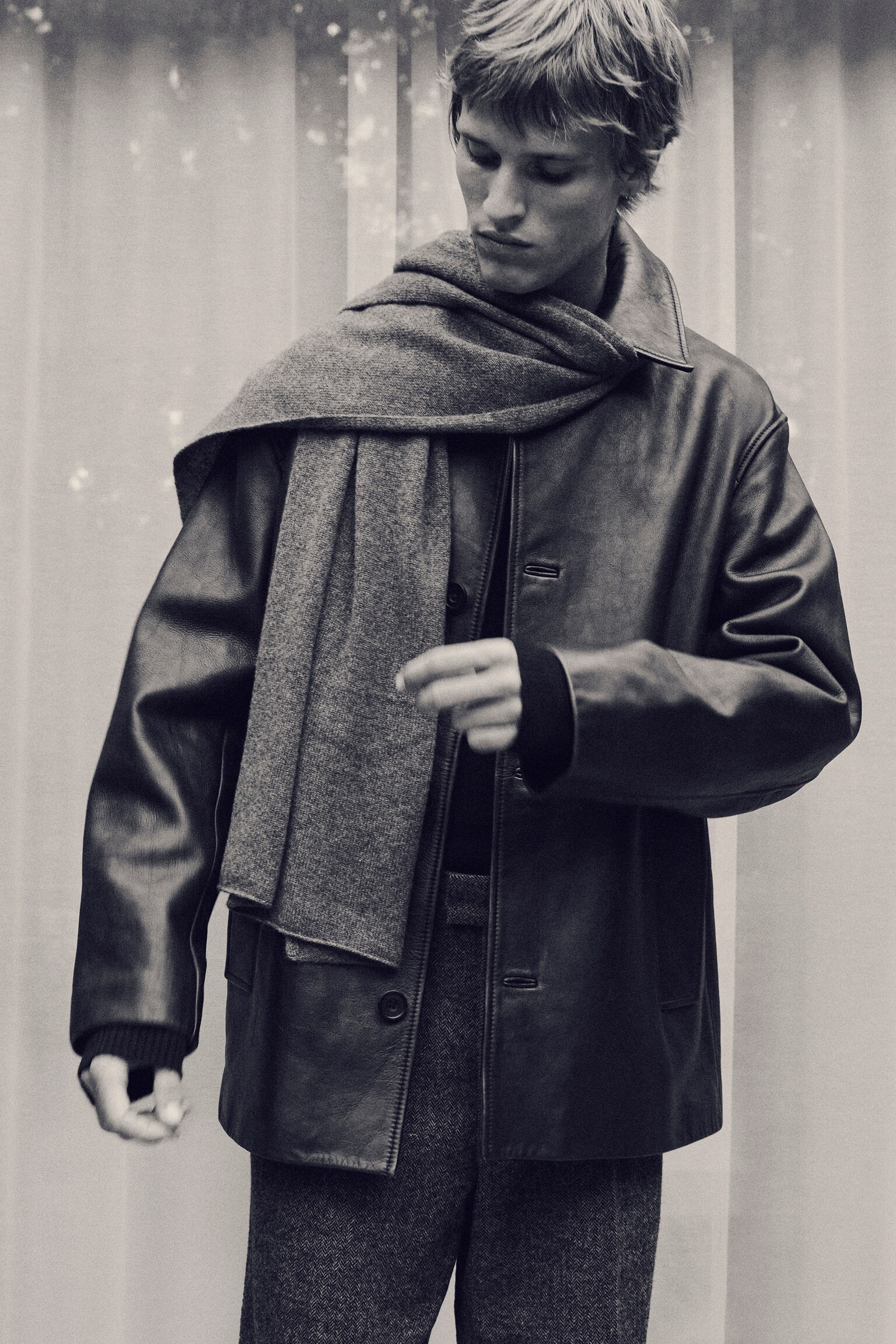 CASHMERE SCARF - DARK GREY/OLIVE GREEN/BROWN/BLACK/DARK GREY - 6