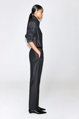 WOOL-FLANNEL STRAIGHT-LEG PANTS — SLATE 4