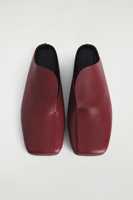 DRAPED LEATHER MULES — CRIMSON 5