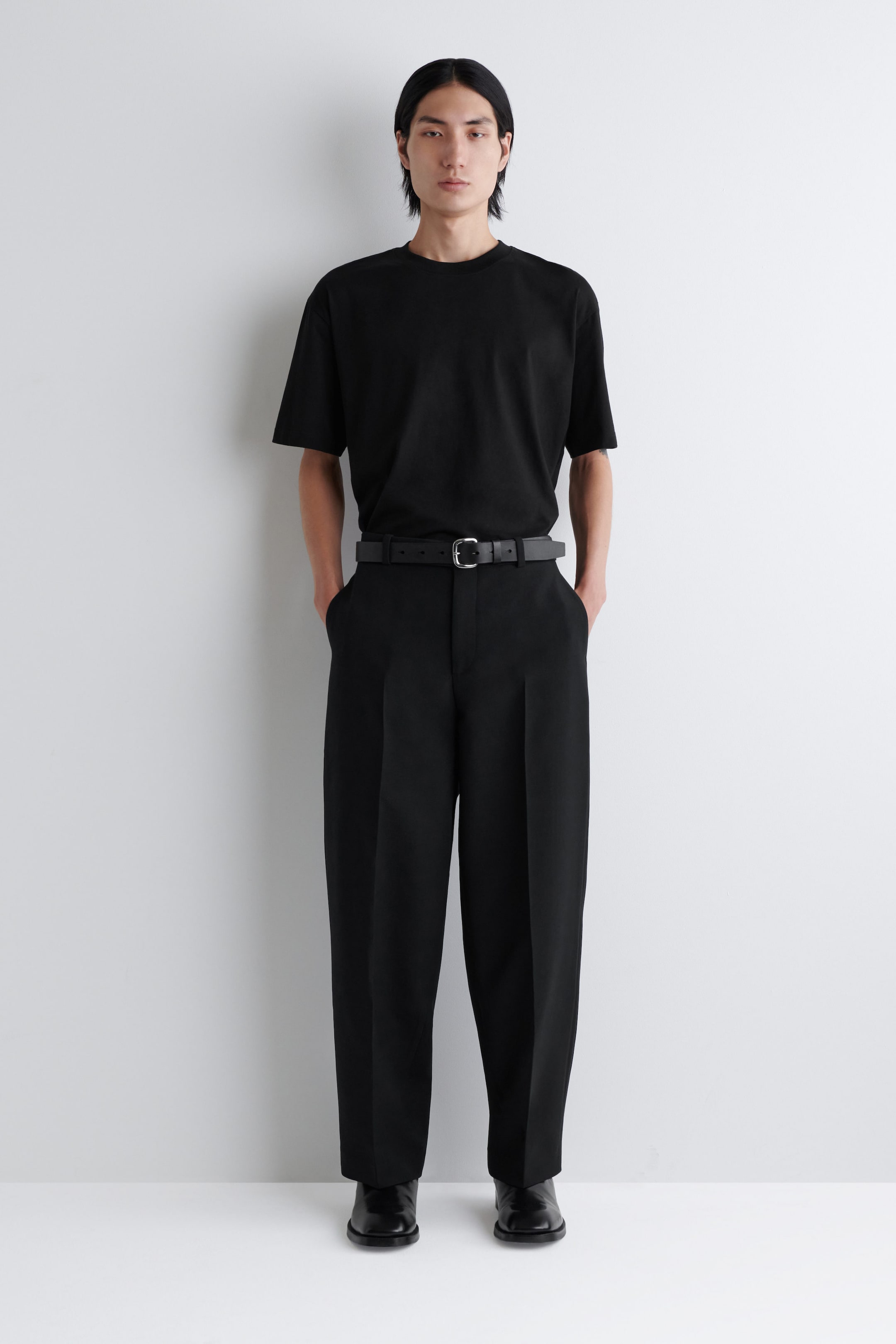 WOOL-BLEND STRAIGHT-LEG TROUSERS