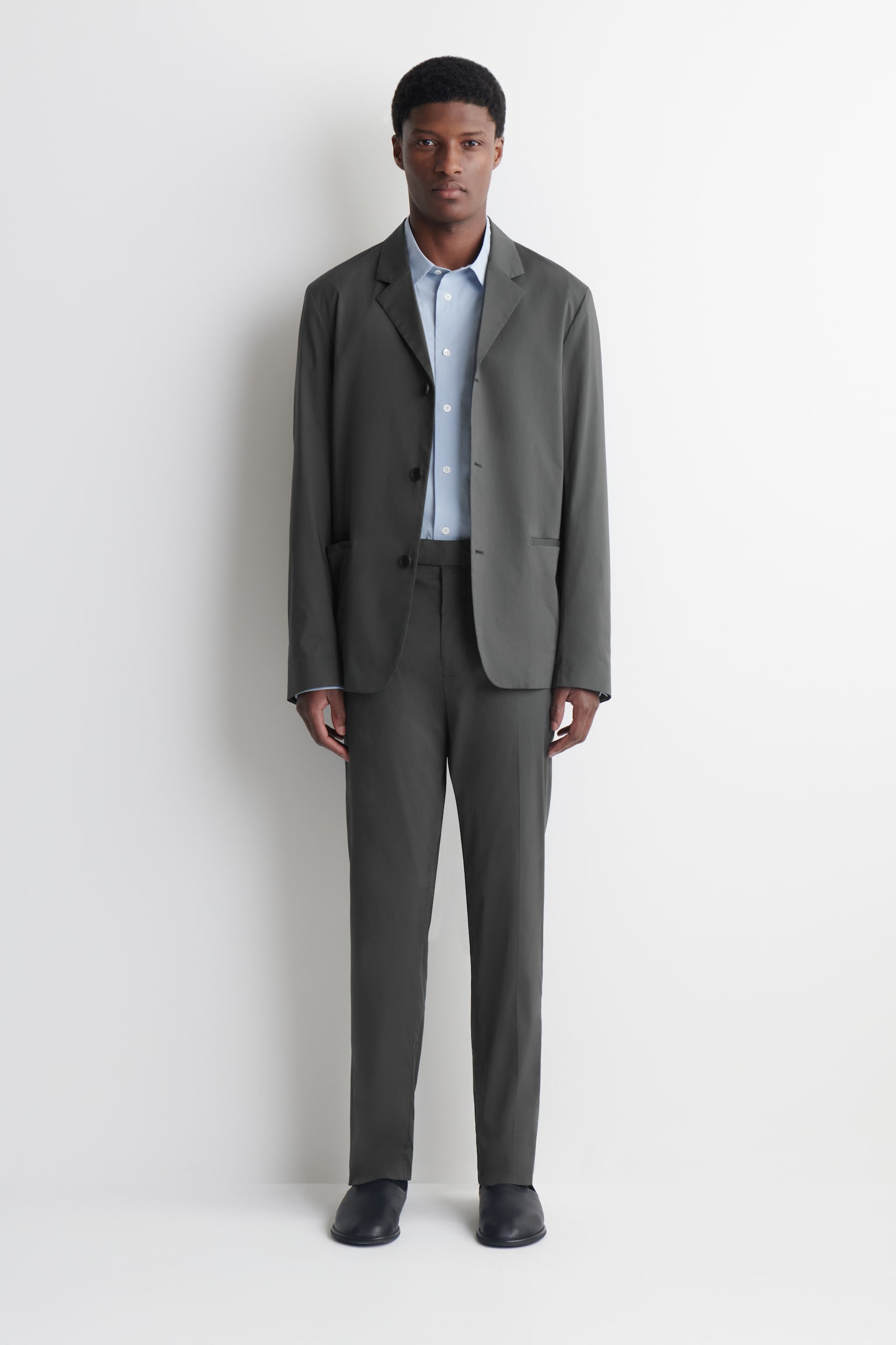 PANTALON SLIM EN COTON - GRIS FONCÉ - 1