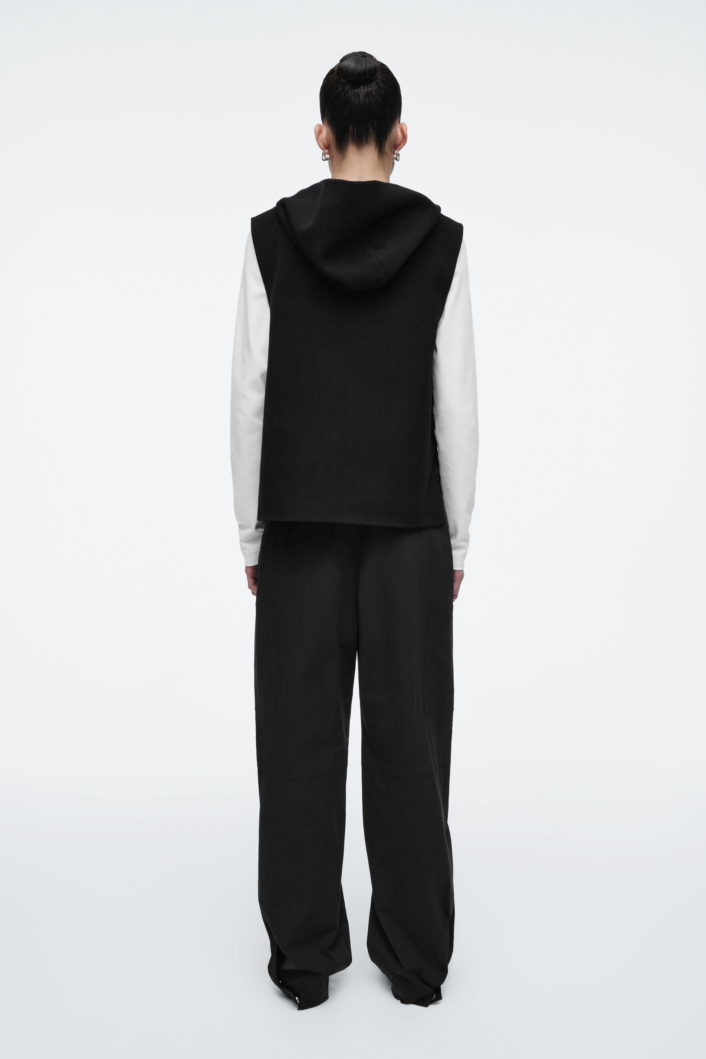 DOUBLE-FACED HYBRID HOODED VEST - BLACK | COS