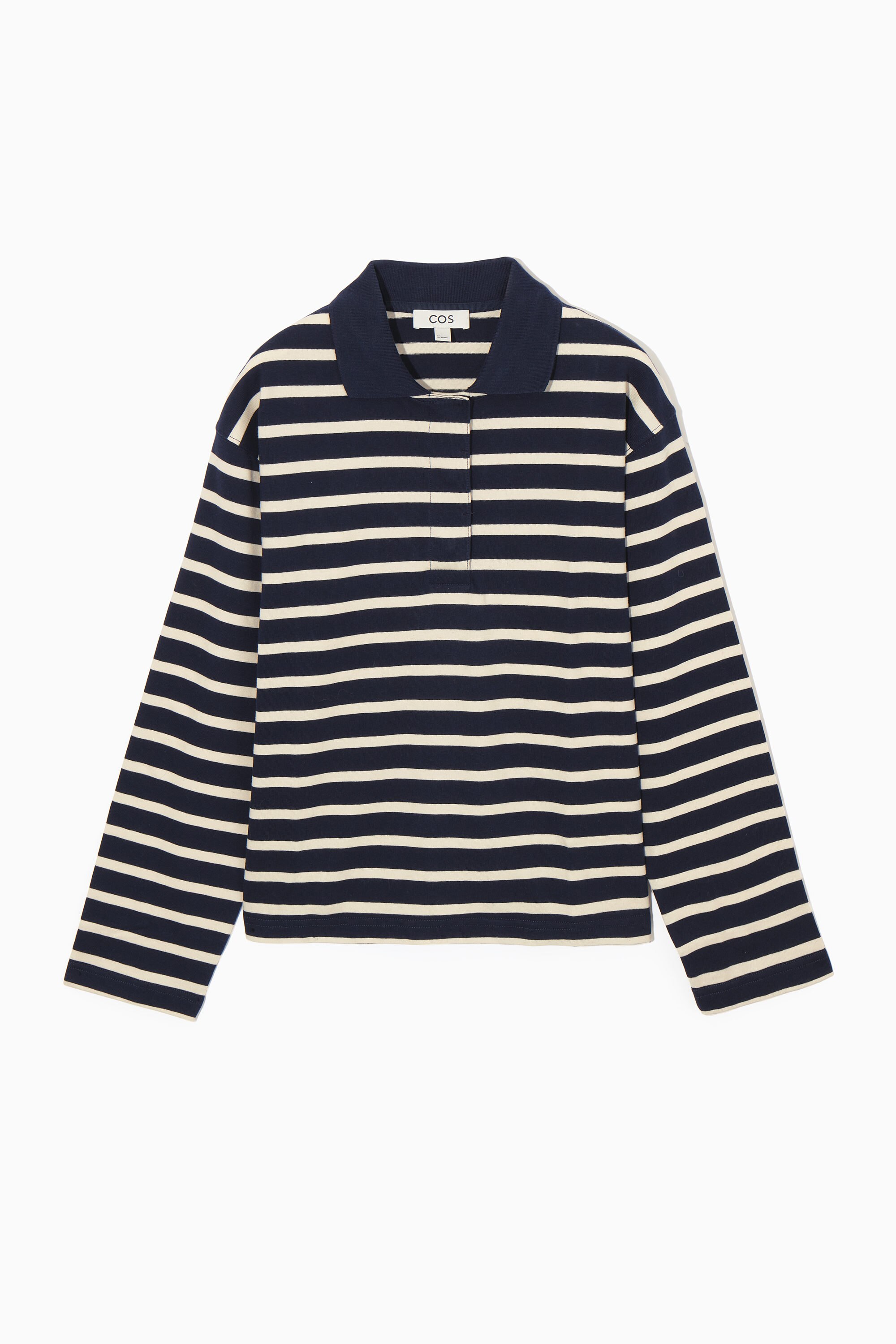RUGBY-STYLE POLO SHIRT - NAVY / WHITE / STRIPED | COS