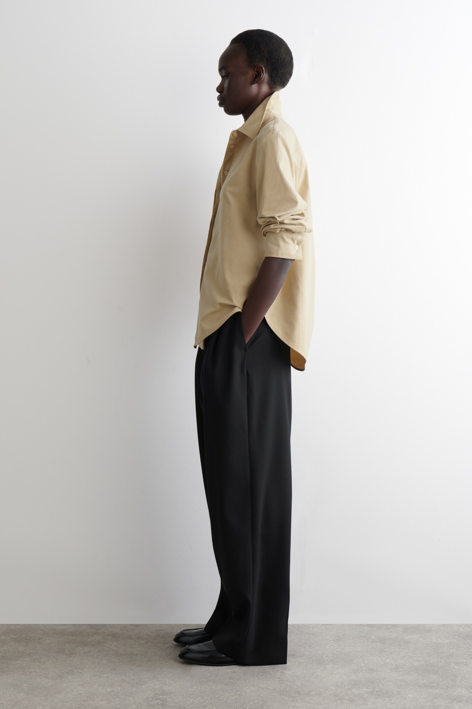 CORDUROY SHIRT - BEIGE/DARK GREEN - 5