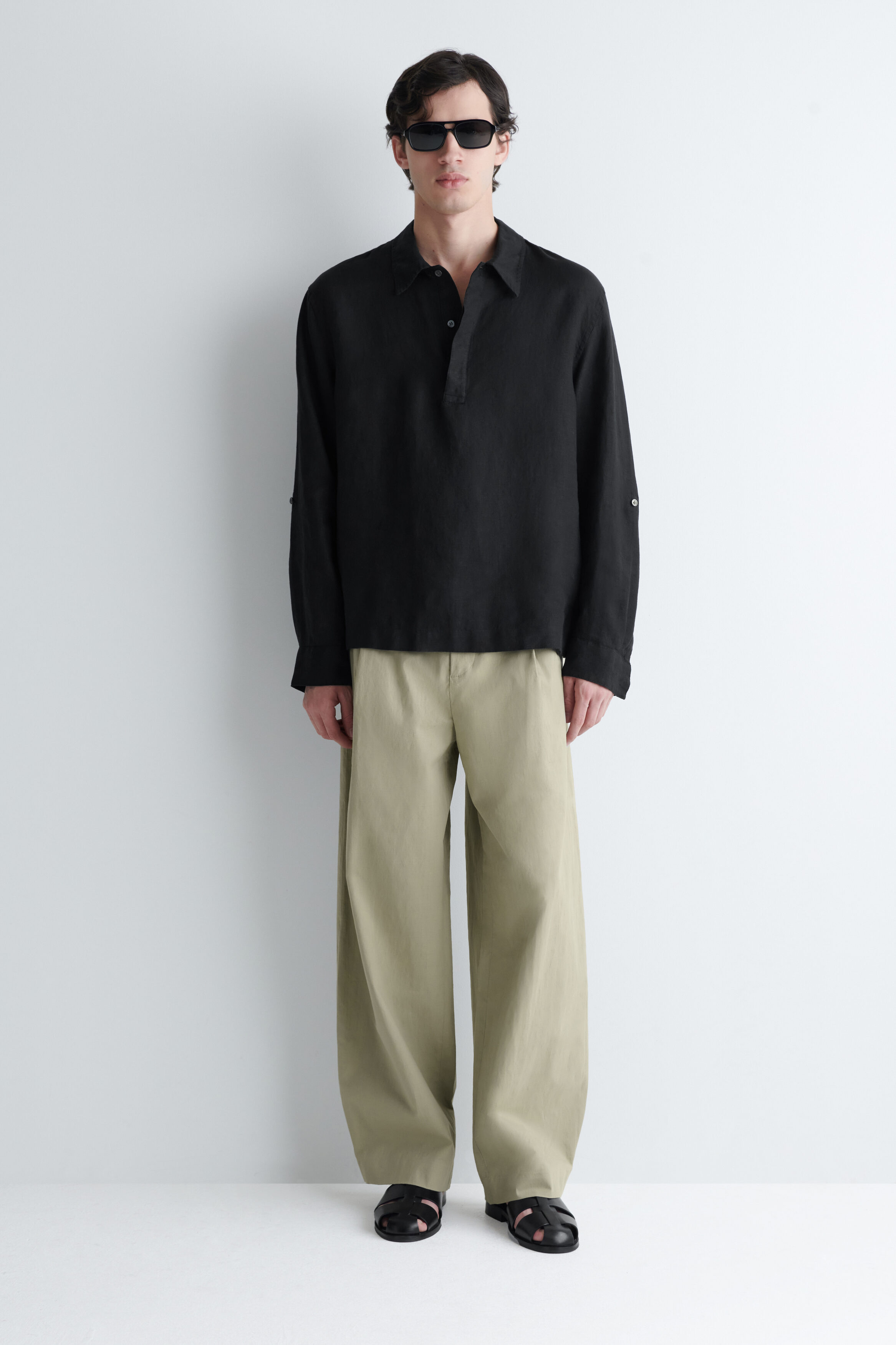 LINEN POPOVER SHIRT - BLACK | COS US